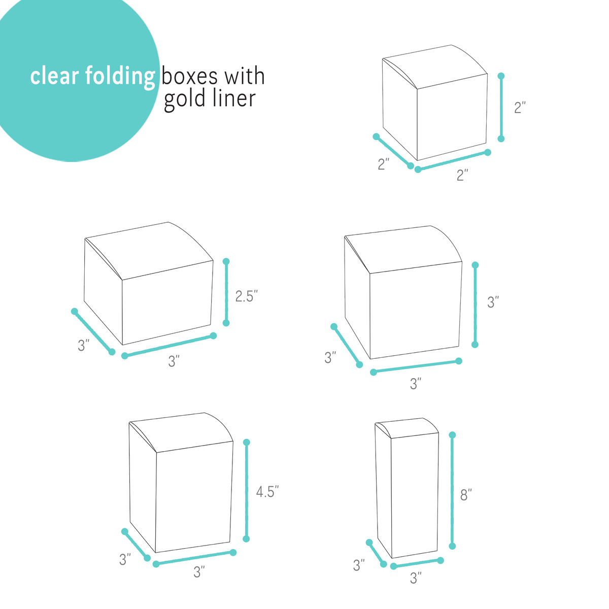Image of Clear Folding Boxes with Gold Liner