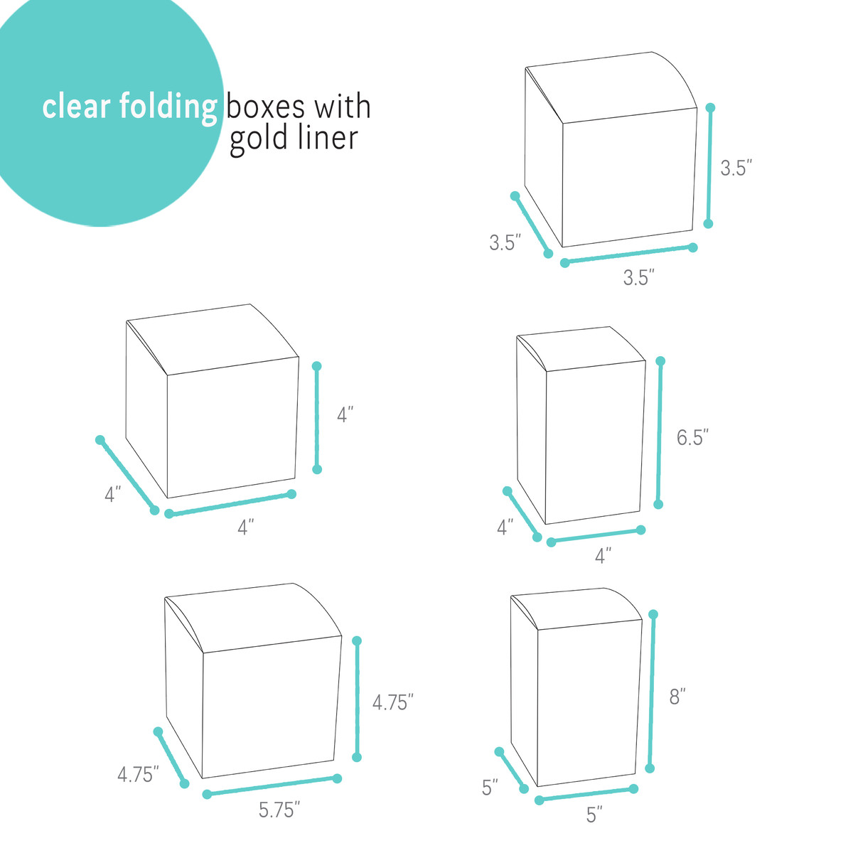 Image of Clear Folding Boxes with Gold Liner
