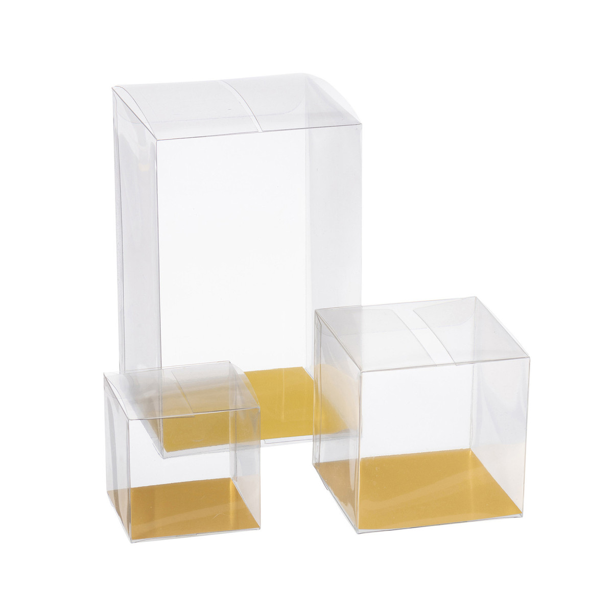 Image of Clear Folding Boxes with Gold Liner Image of Clear Folding Boxes with Gold Liner