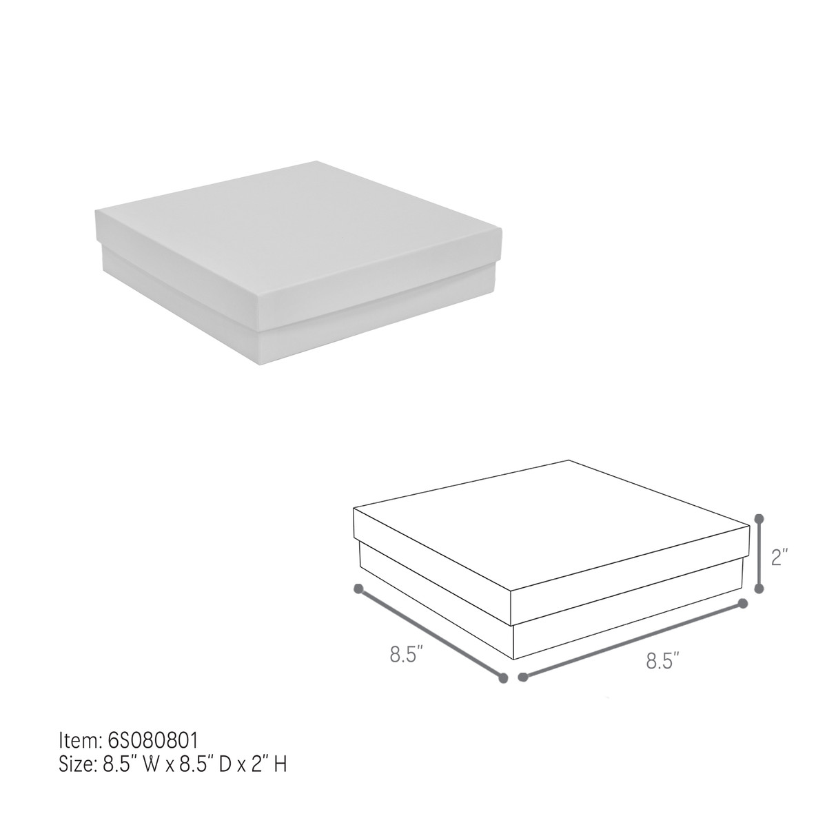 8.5 x 8.5 x 2in.