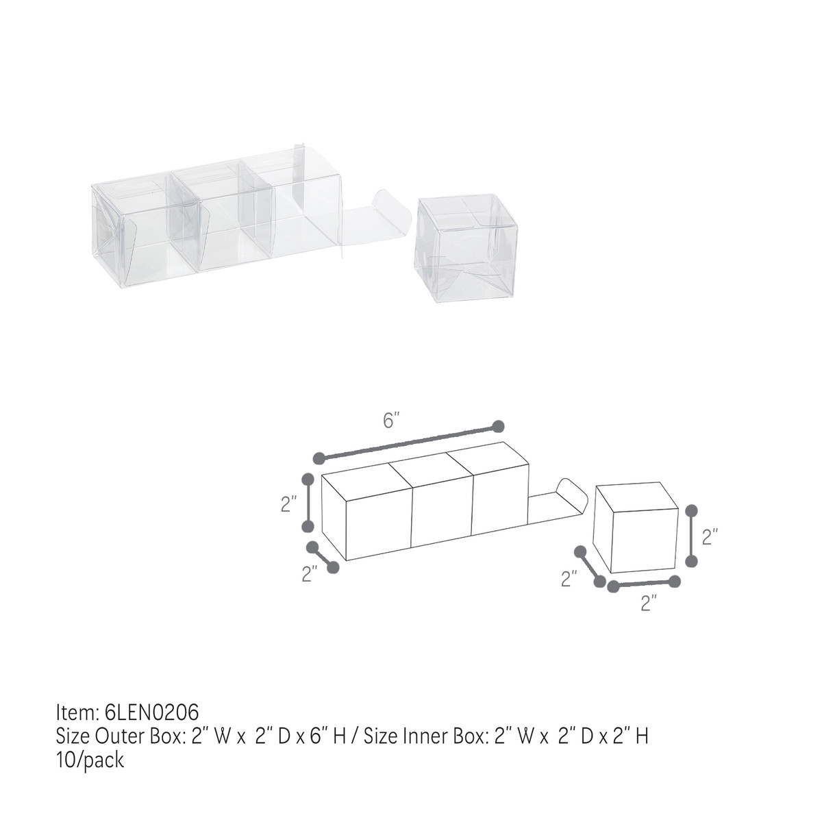 3 Boxes - 2 x 2 x 6in.