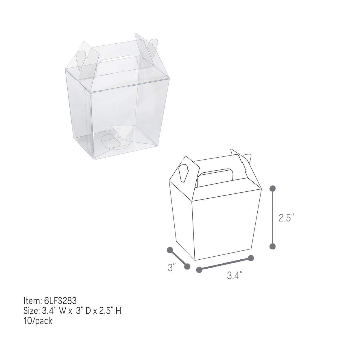 3.4 x 3 x 2.5in.
