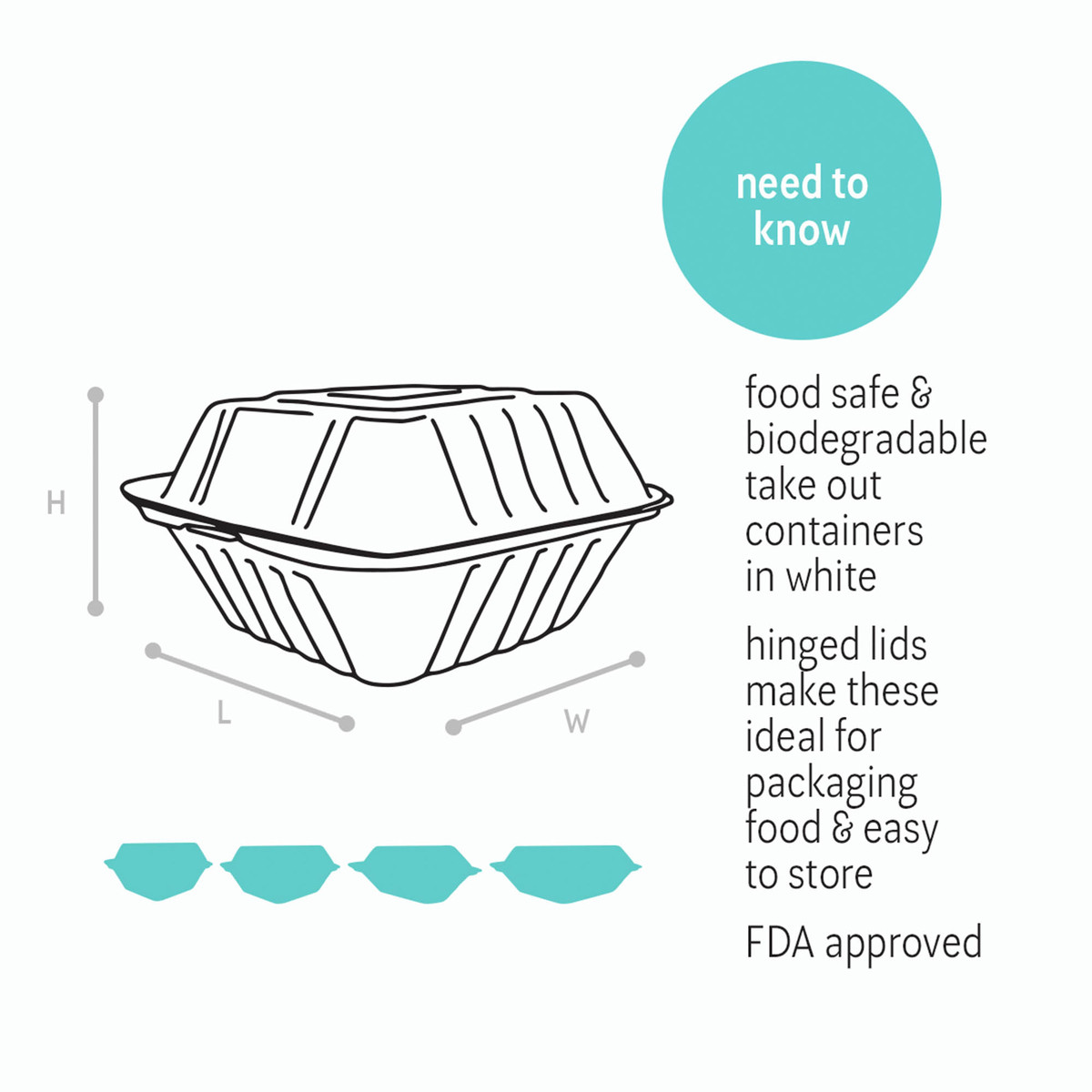Image of White Biodegradable Takeout Containers