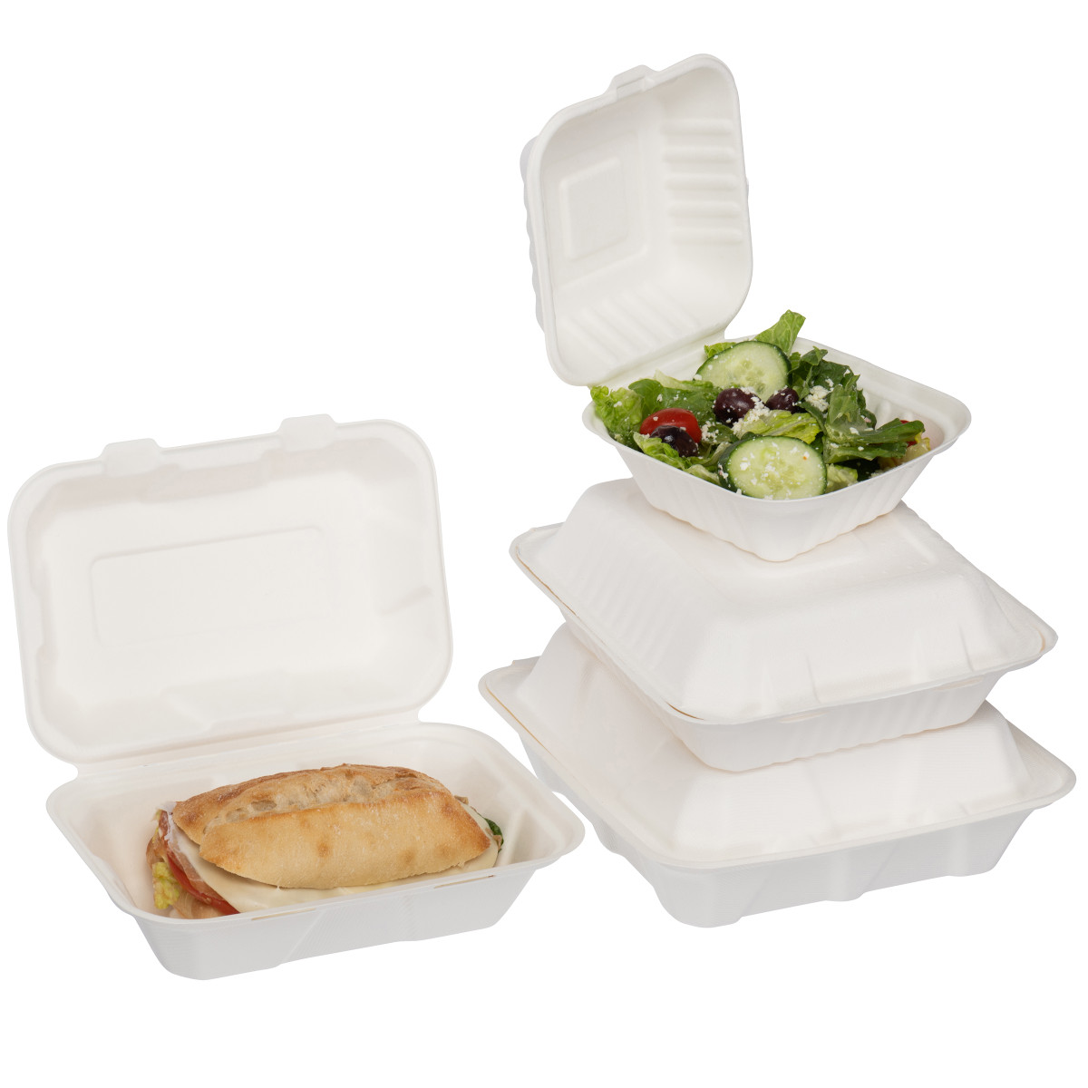 Image of White Biodegradable Takeout Containers