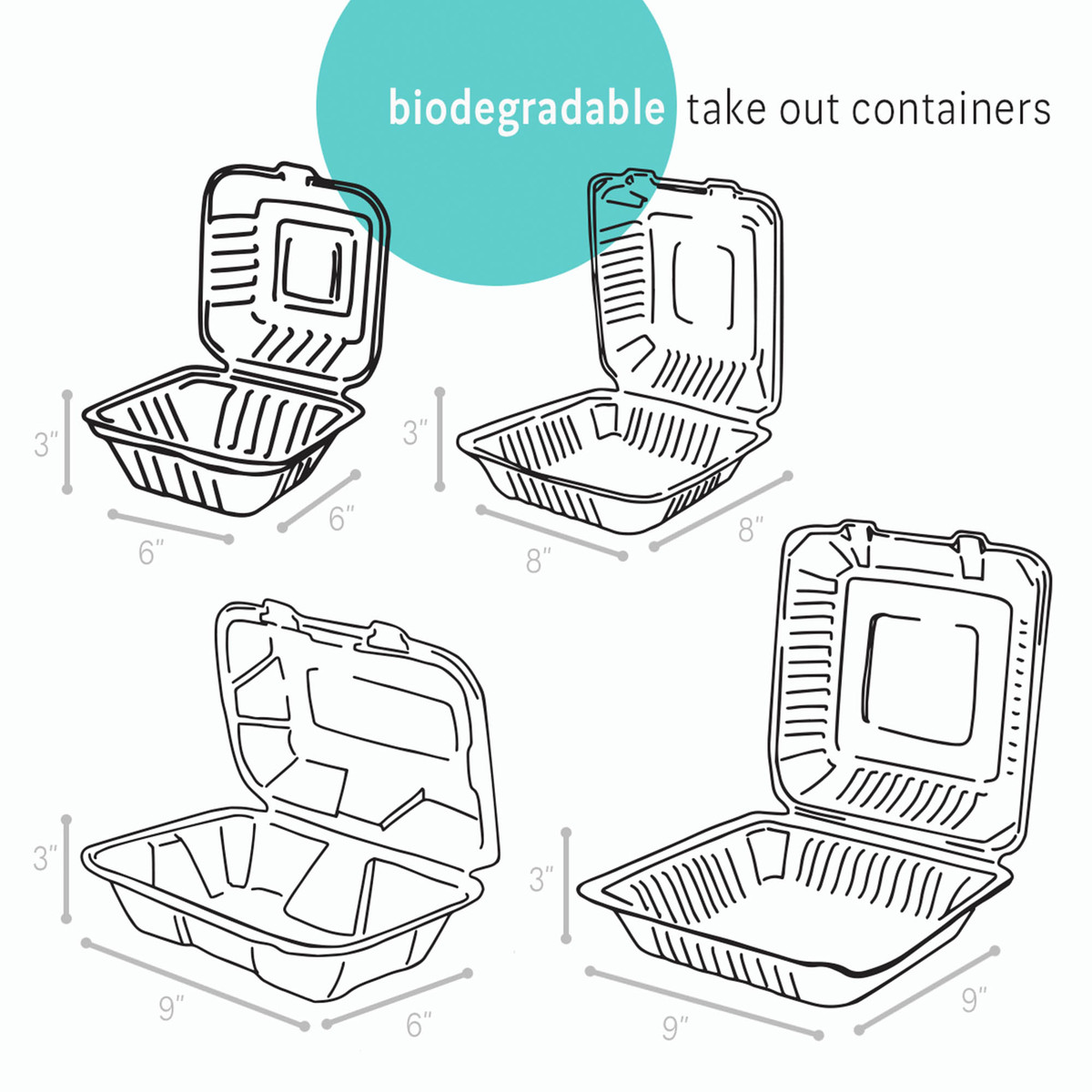 Image of White Biodegradable Takeout Containers Image of White Biodegradable Takeout Containers