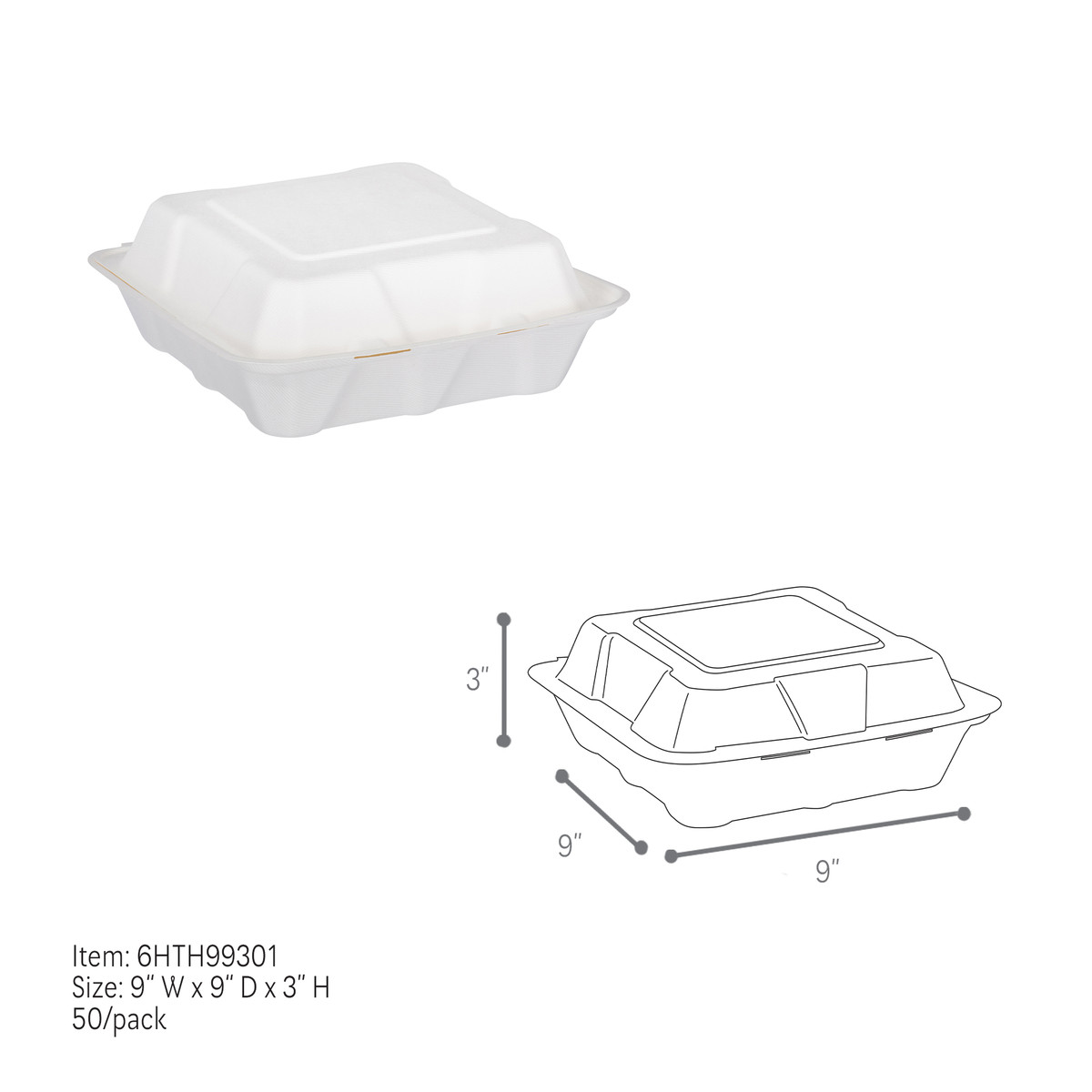 9 x 9 x 3in.