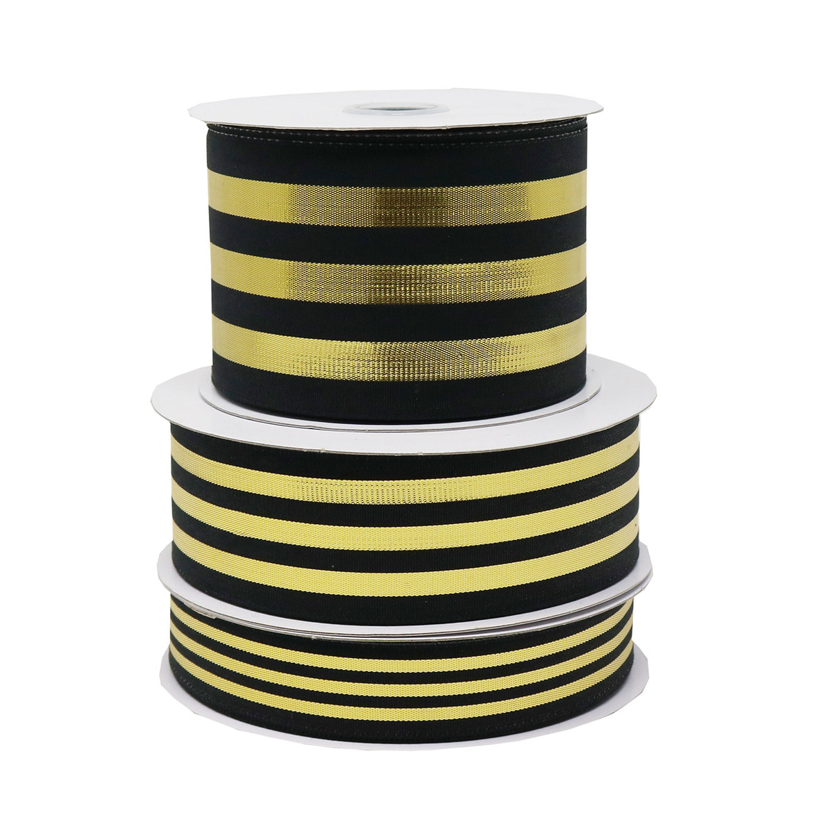 Image of Striped Metallic Grosgrain Ribbon Image of Striped Metallic Grosgrain Ribbon