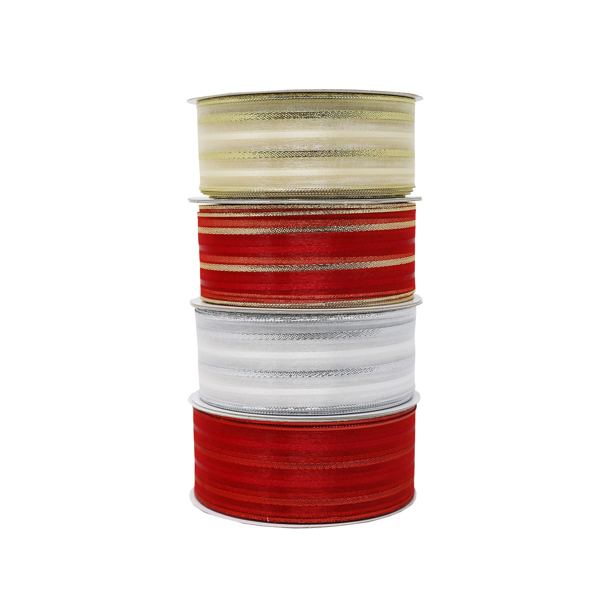 Image of Striped Organza Metallic Ribbon