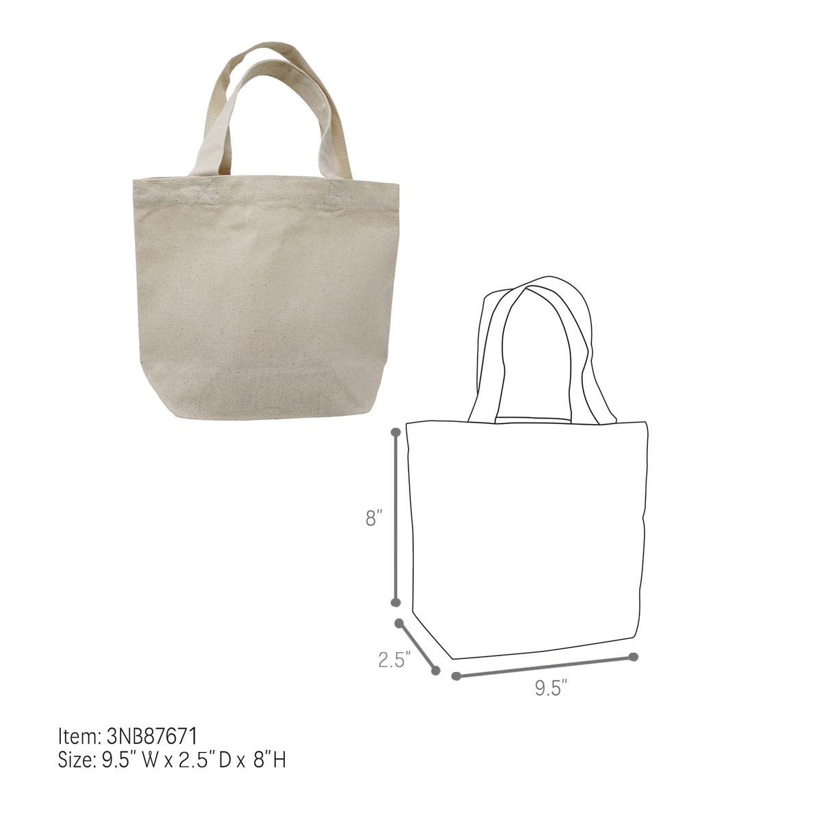 Natural w/Natural Handle - 9.5 x 2.5 x 8in.