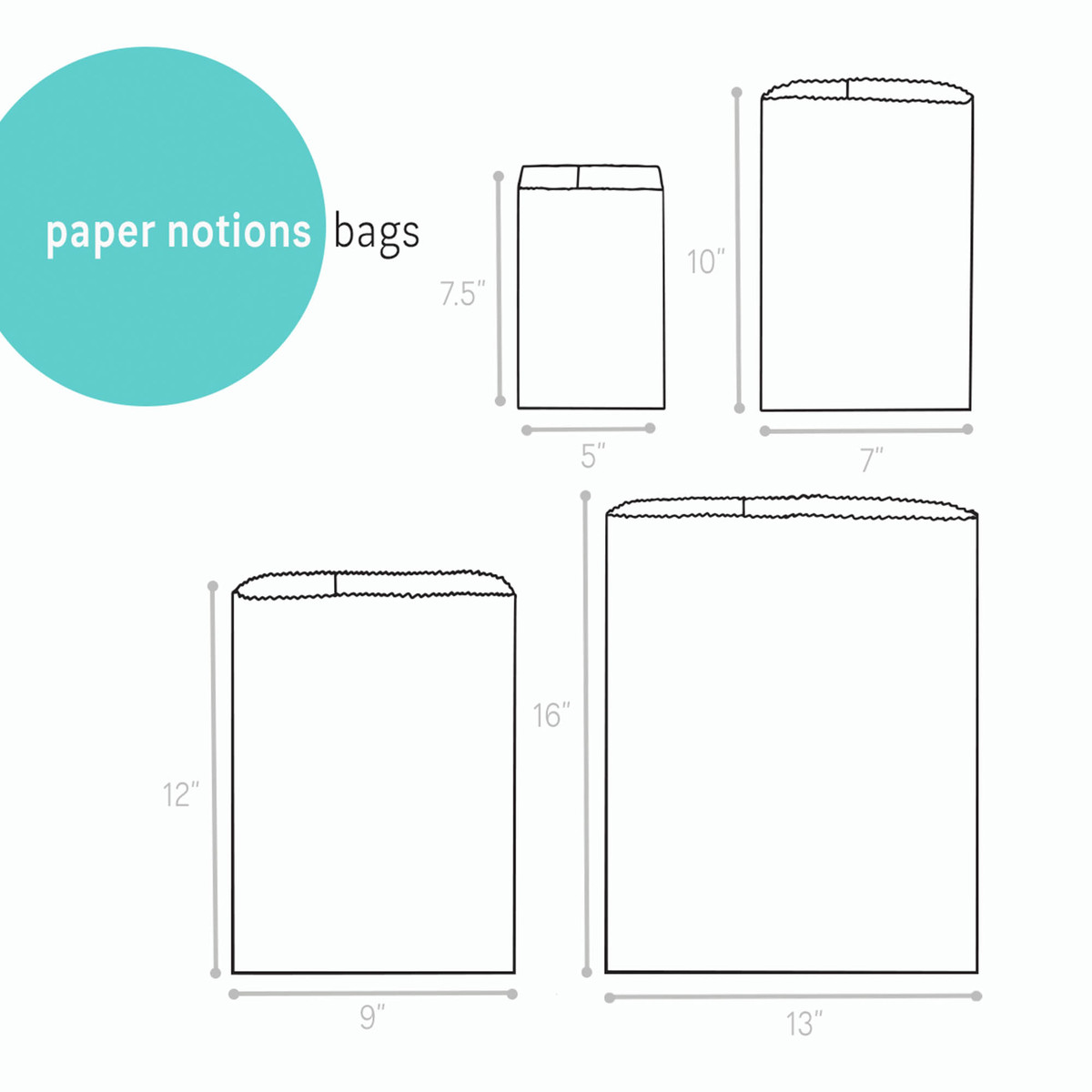 Image of White Paper Notions Bags