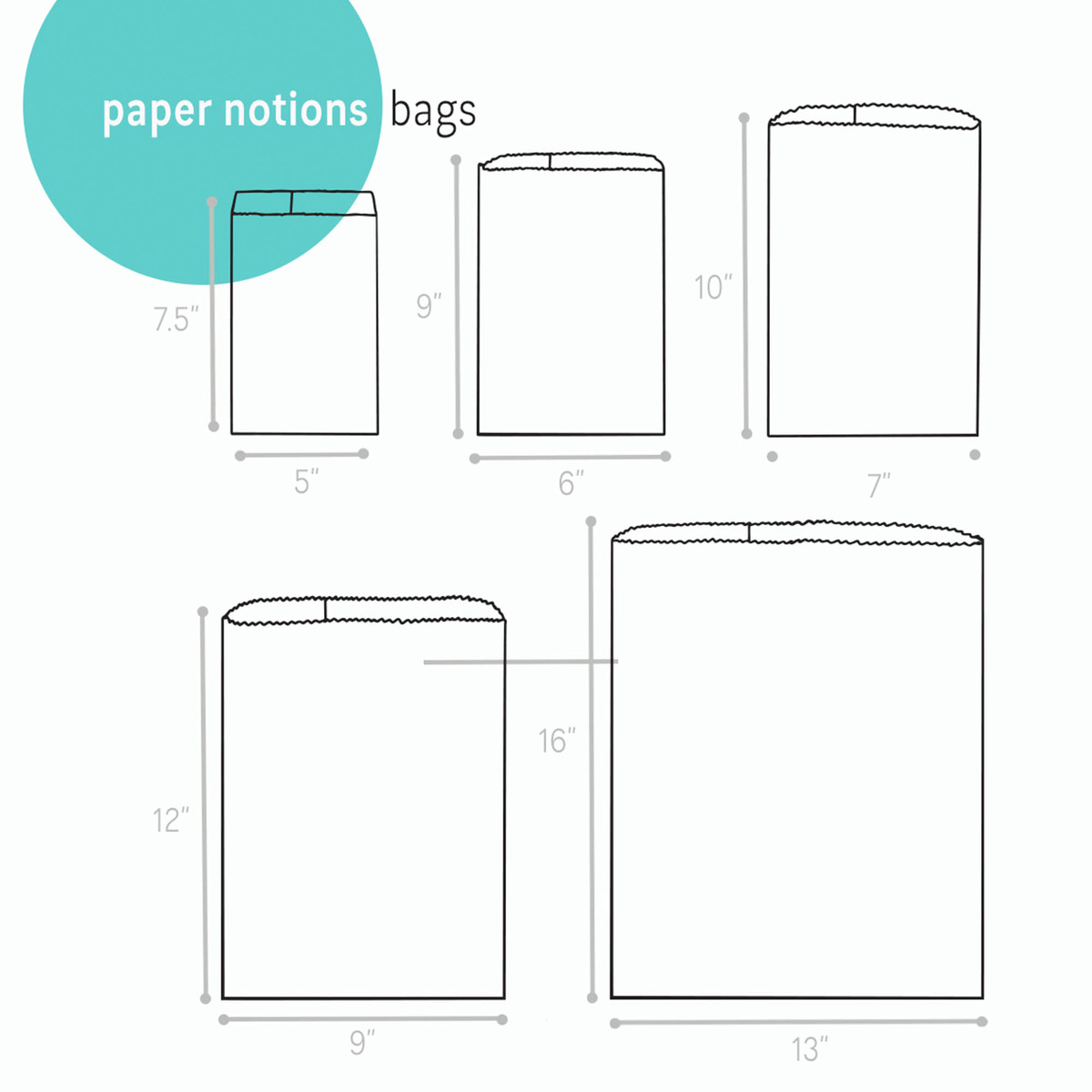 Image of Kraft Paper Notions Bags Image of Kraft Paper Notions Bags