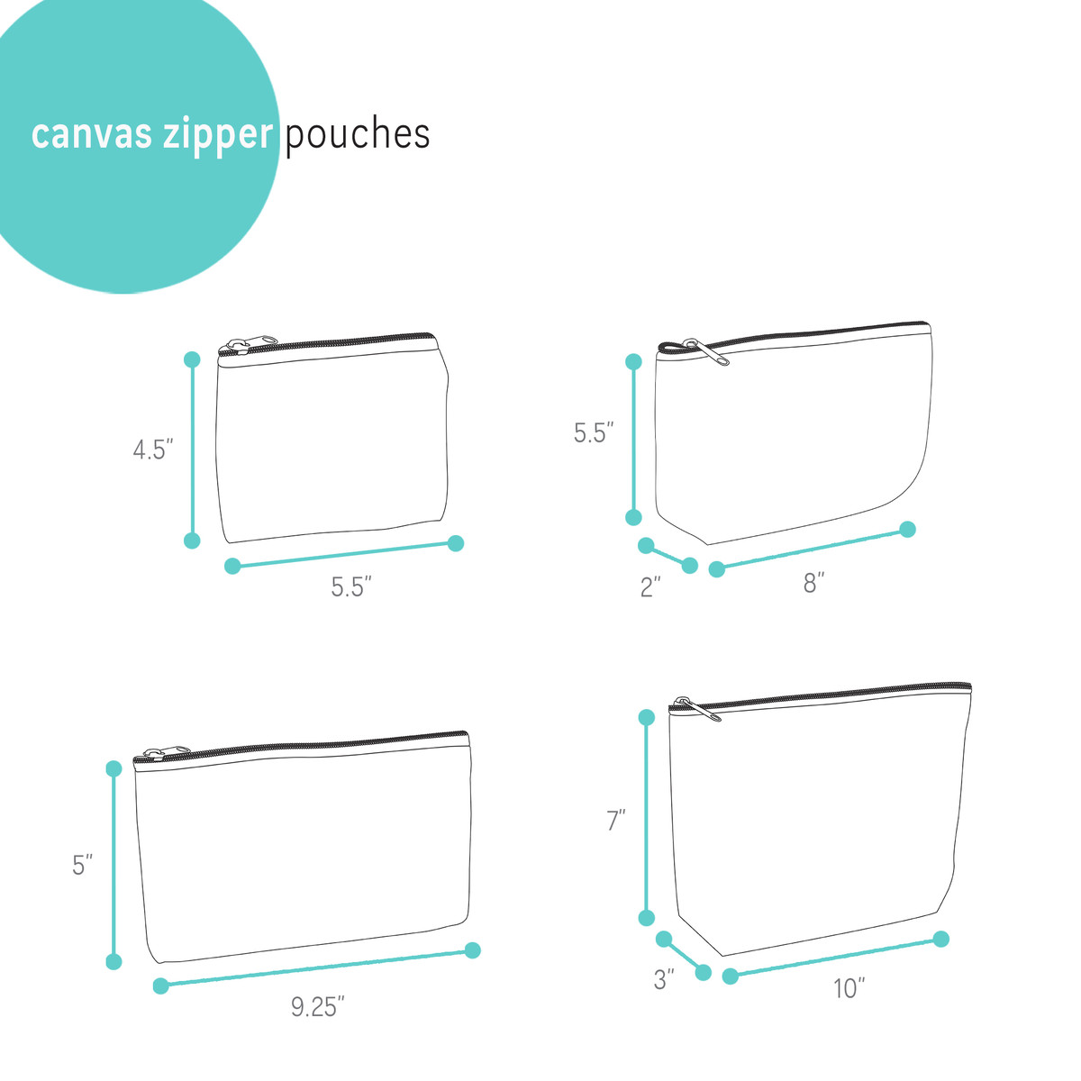 Image of Black Canvas Zipper Pouches