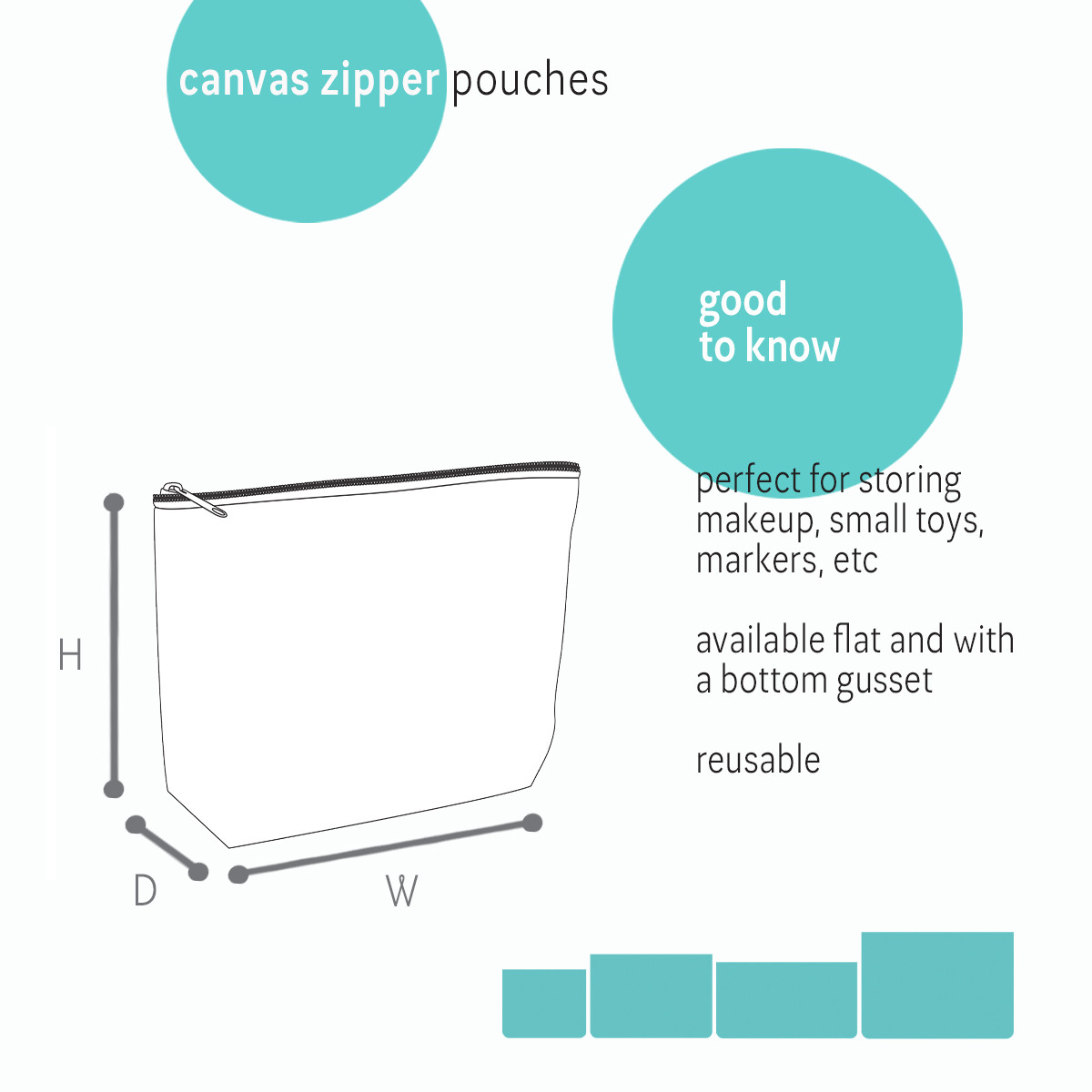 Image of Black Canvas Zipper Pouches