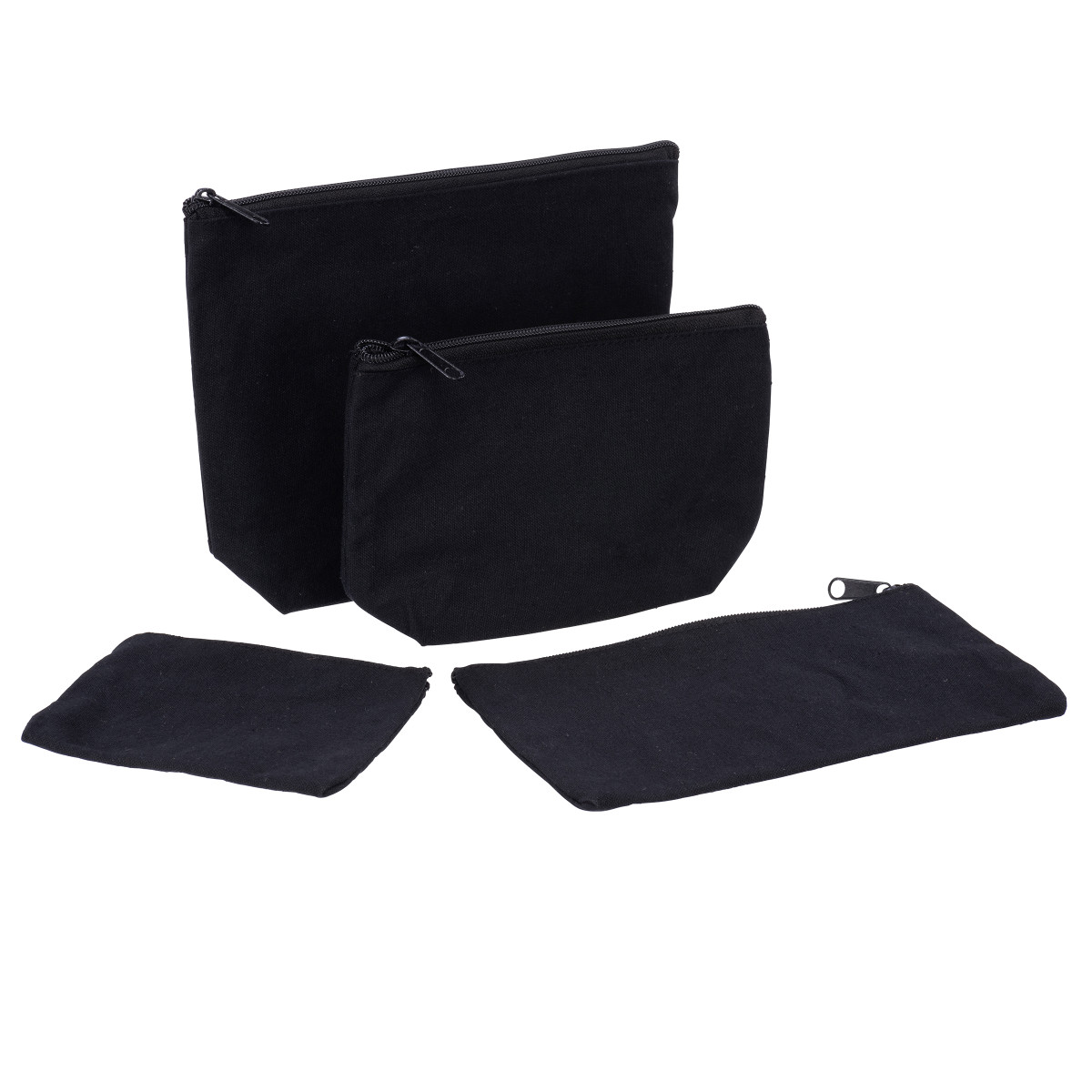 Image des pochettes à fermeture éclair en toile noire Image des pochettes à fermeture éclair en toile noire