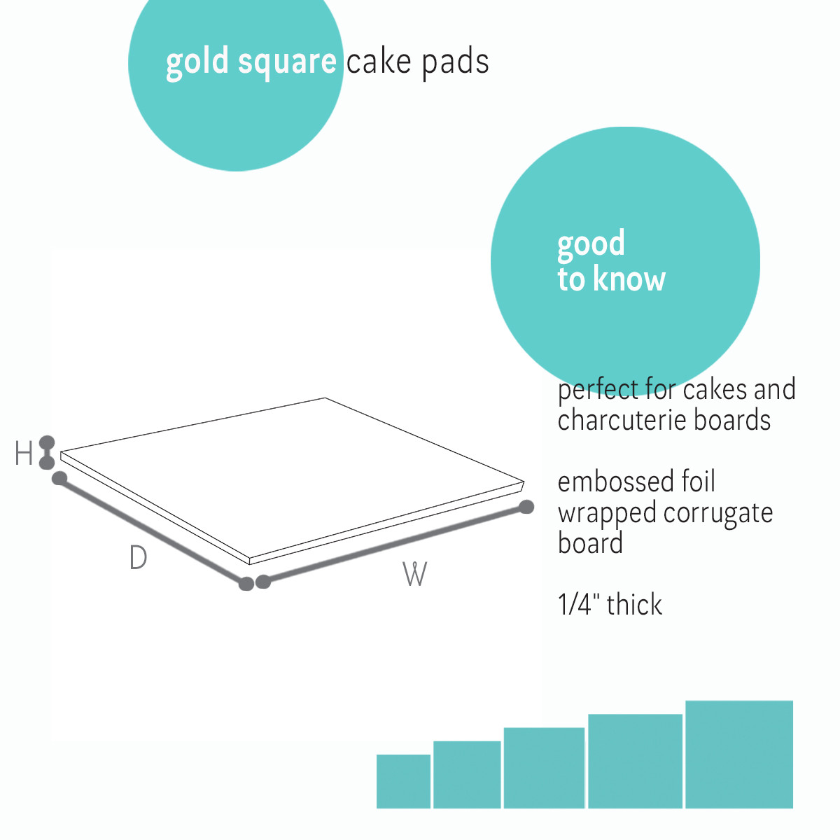 Image of Gold Square Metallic Cake Pads