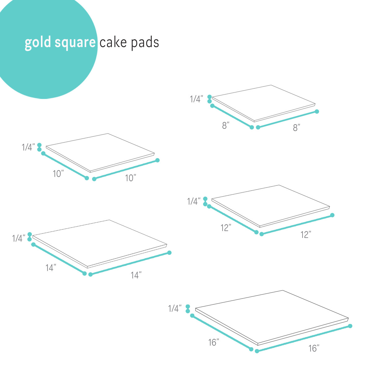 Image of Gold Square Metallic Cake Pads