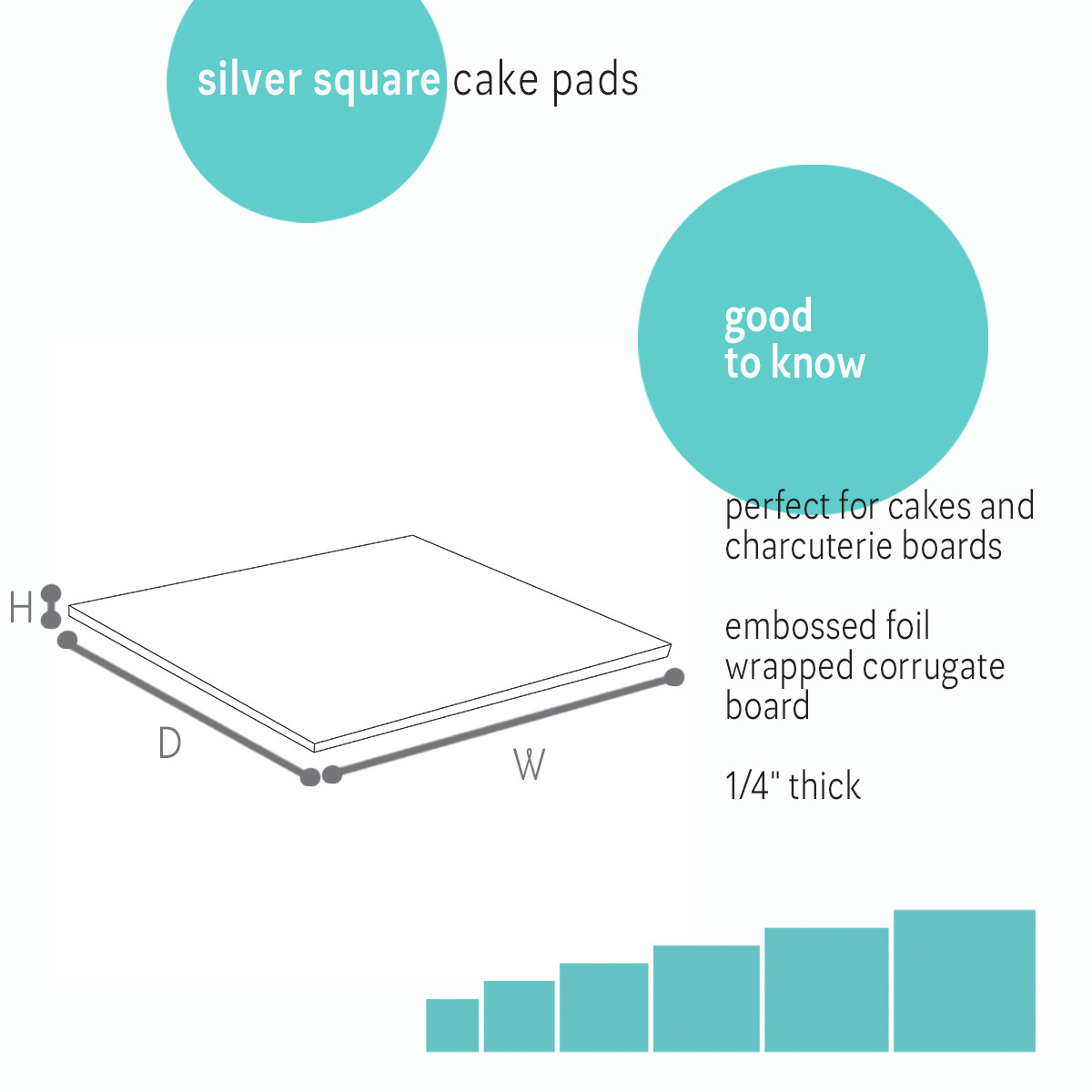Image of Silver Square Metallic Cake Pads