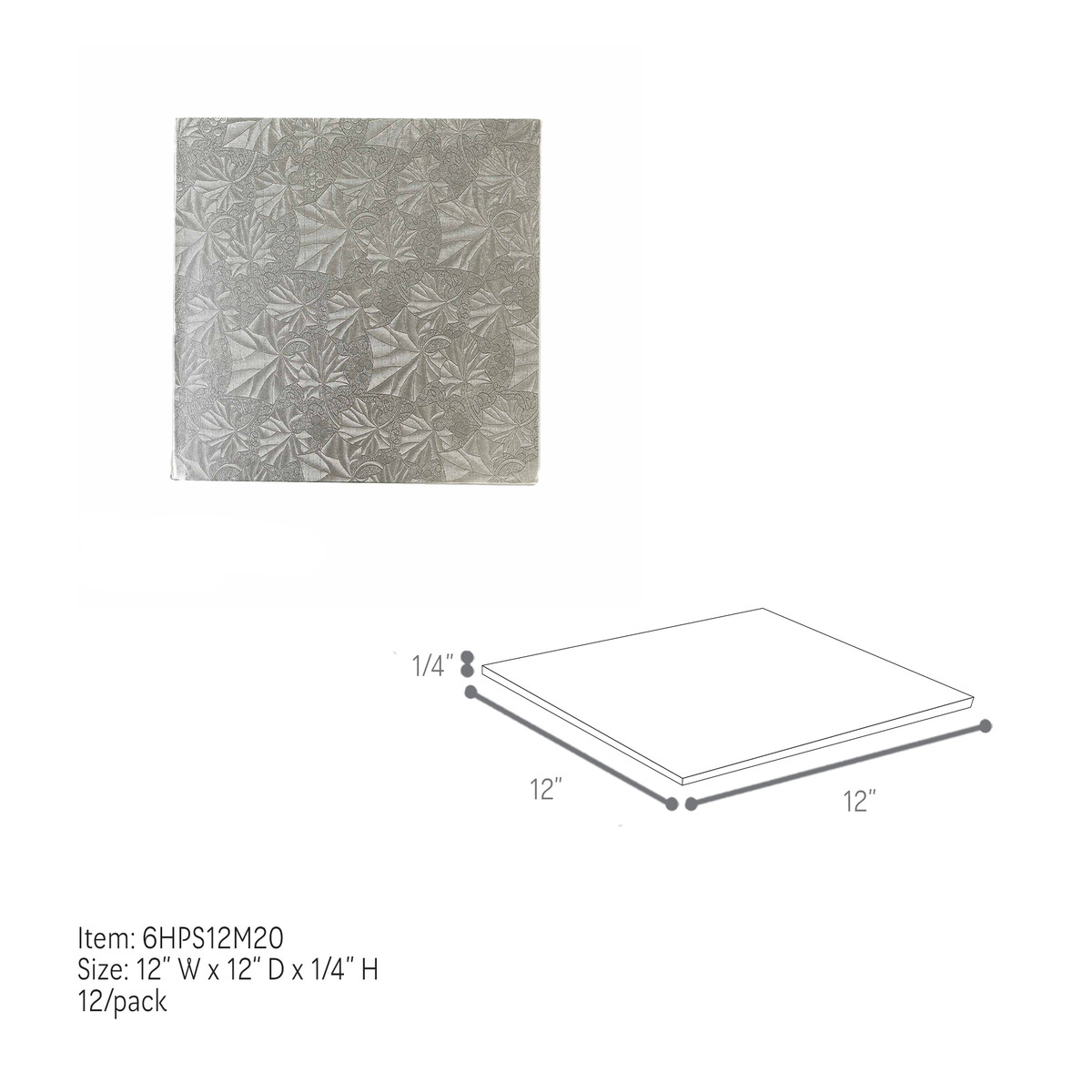 12 x 12in / 0.25in Thick