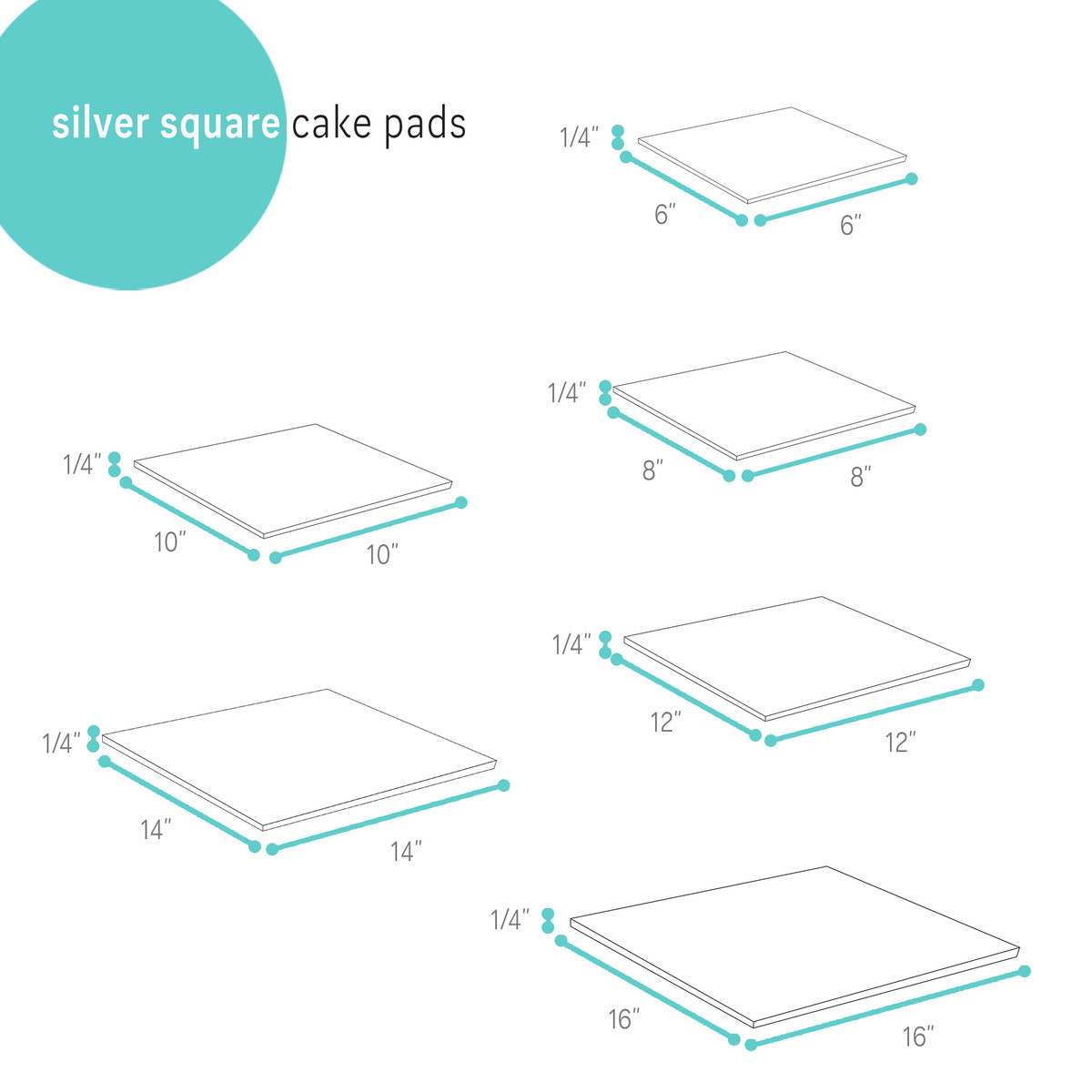 Image of Silver Square Metallic Cake Pads
