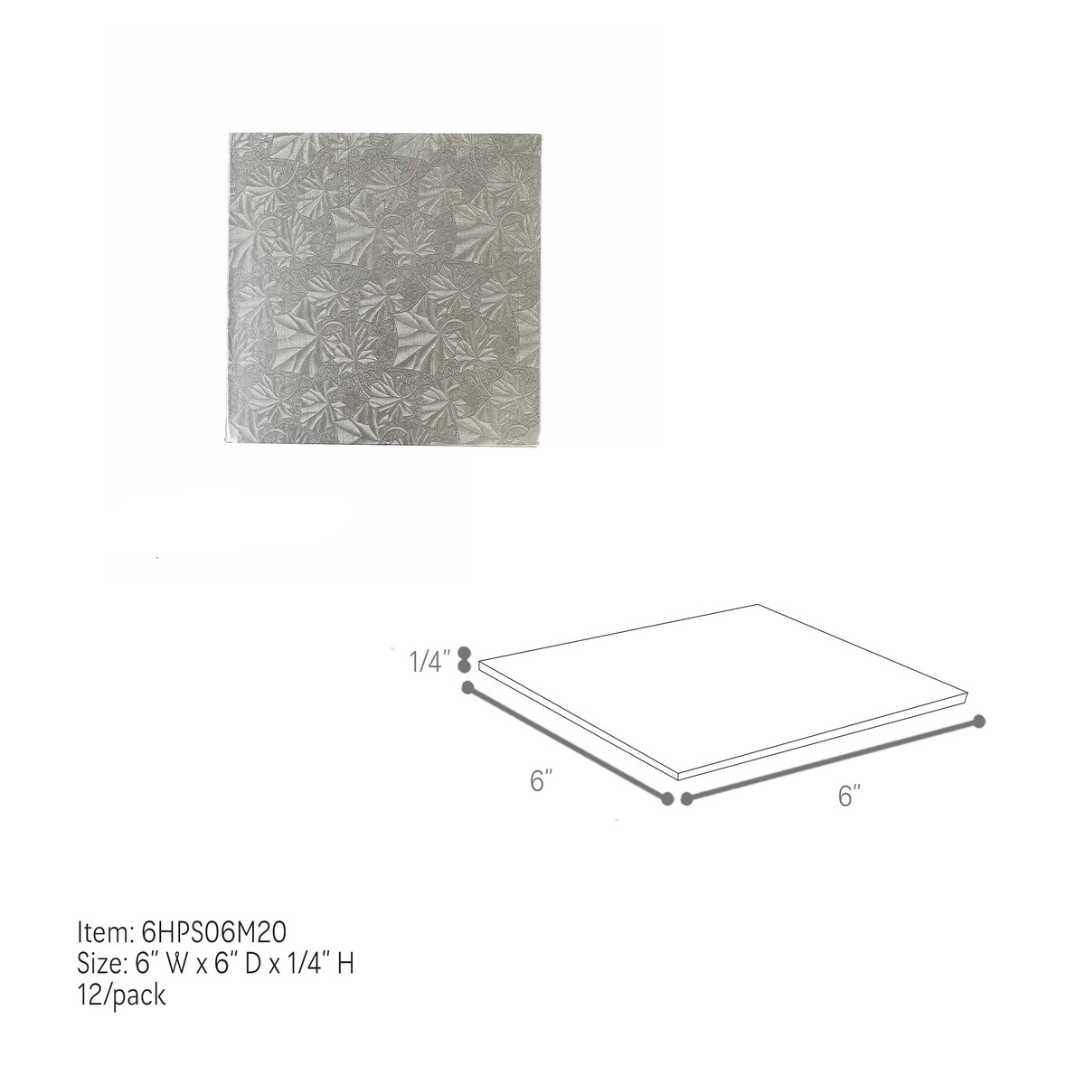 6 x 6in / 0.25in Thick