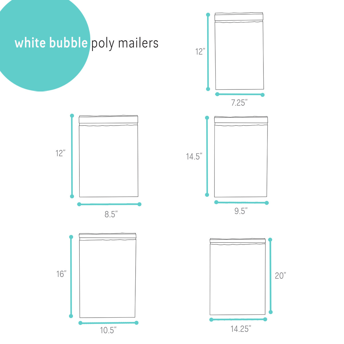 Image of White Bubble Poly Mailers