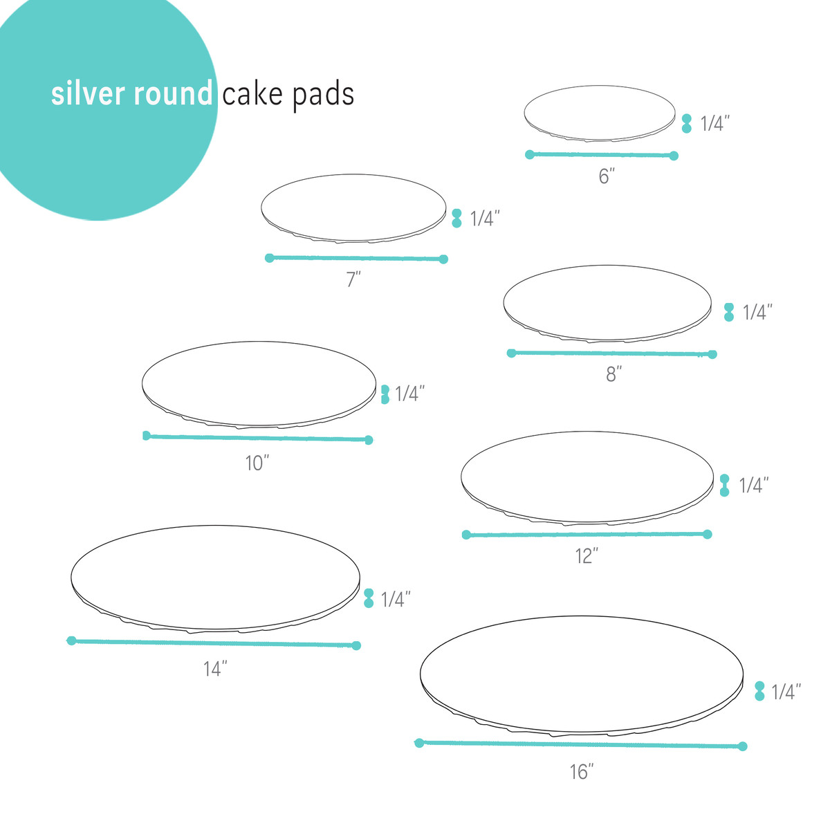 Image of Silver Round Metallic Cake Pads