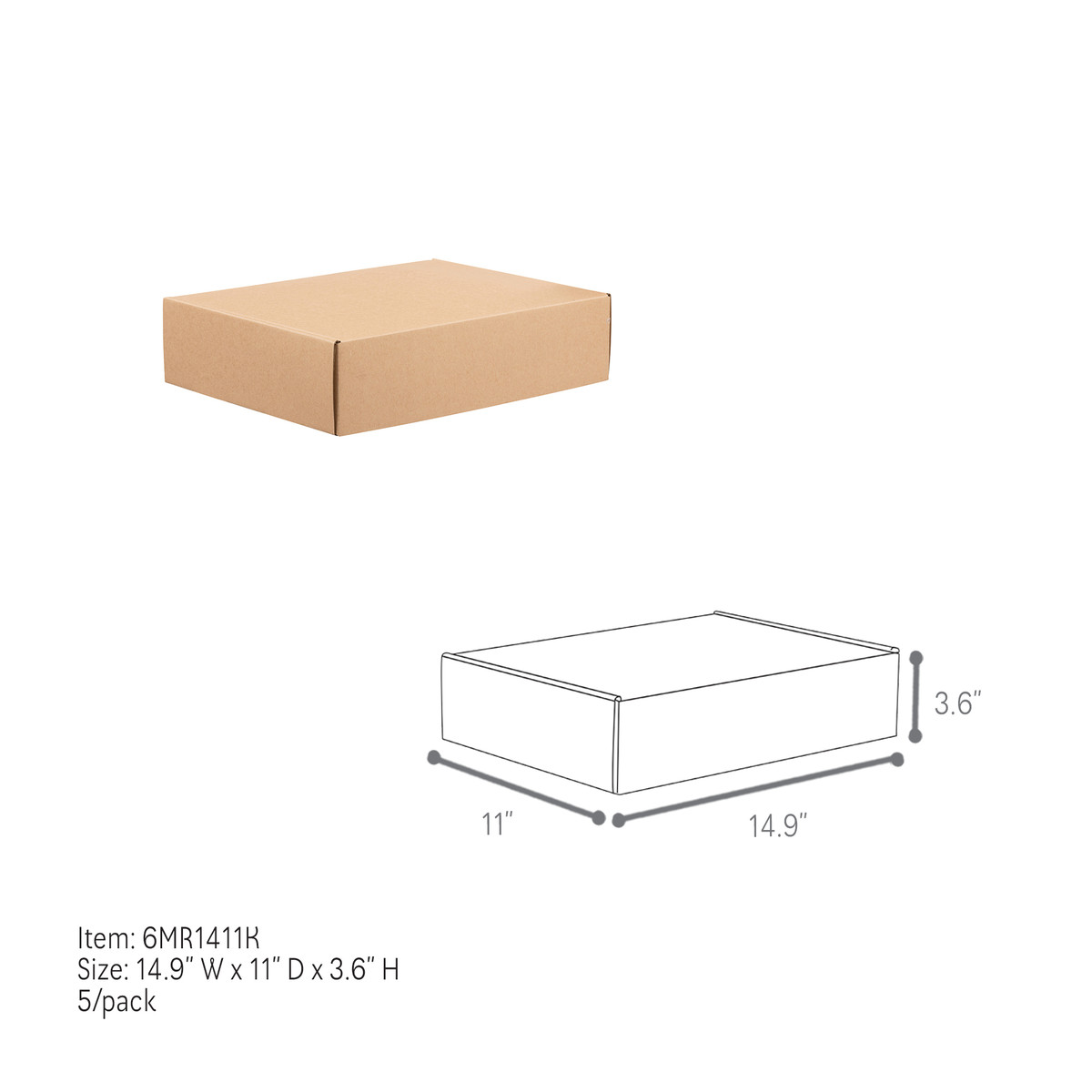 14.9 x 11 x 3.6in.