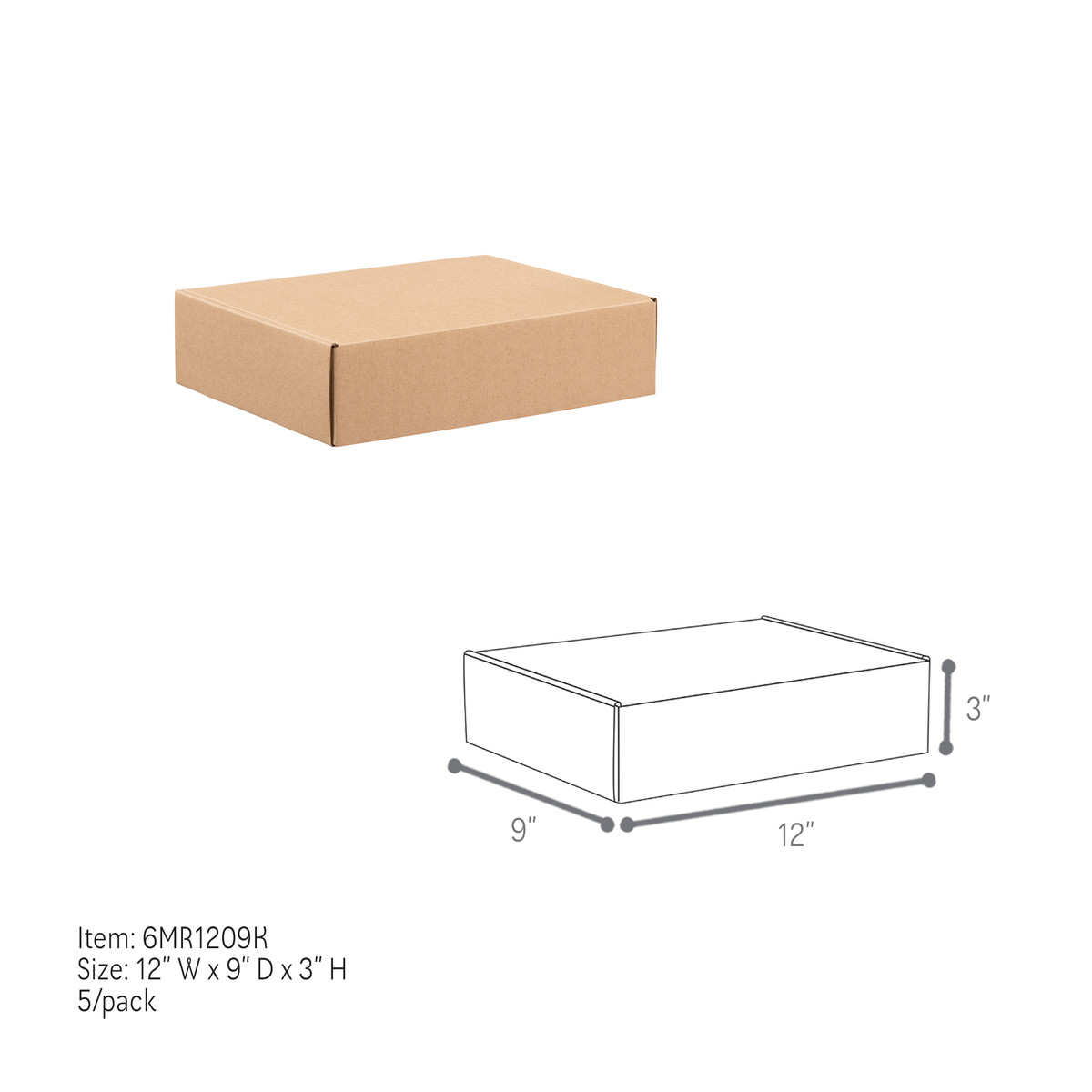 12 x 9 x 3in.