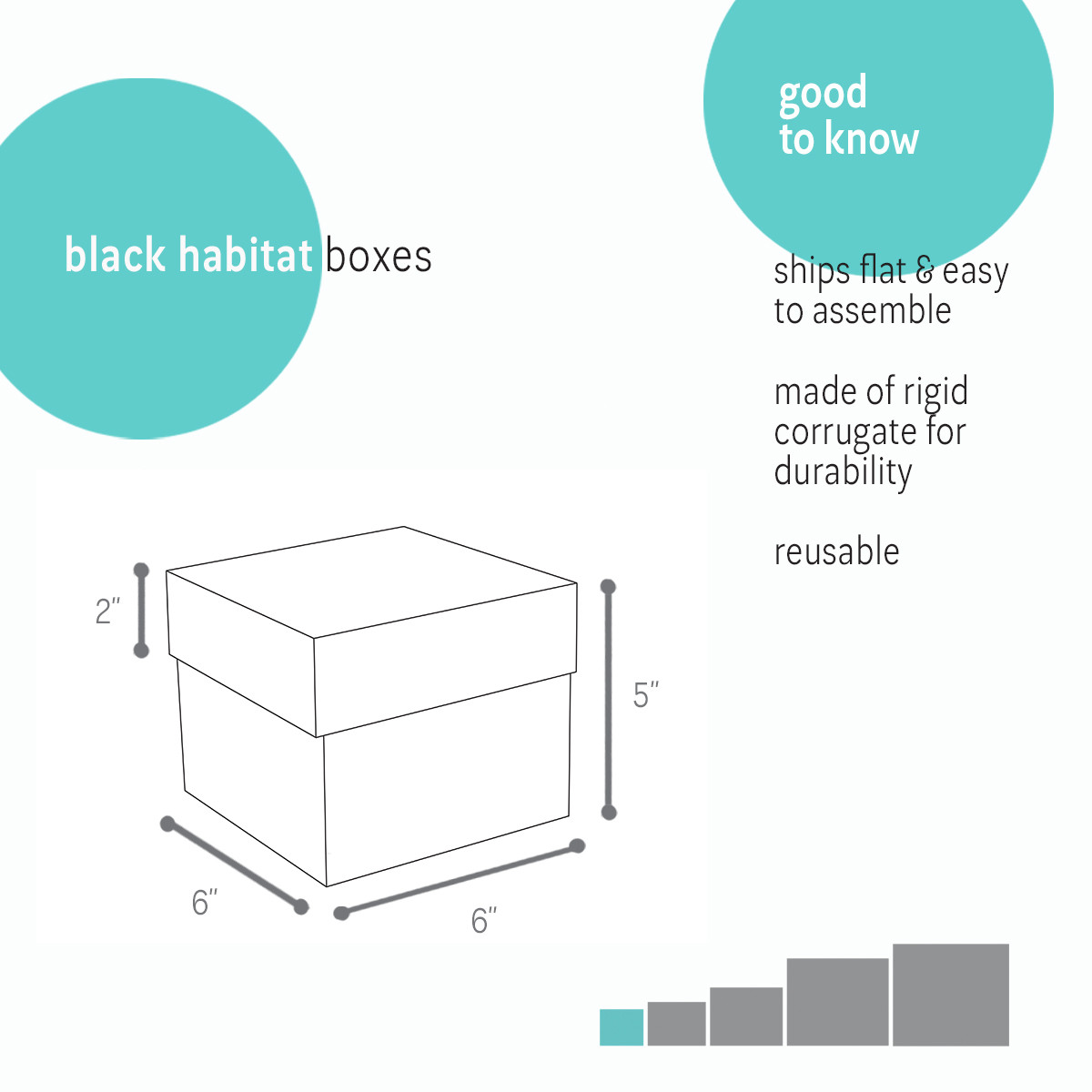 6 x 6 x 5in.