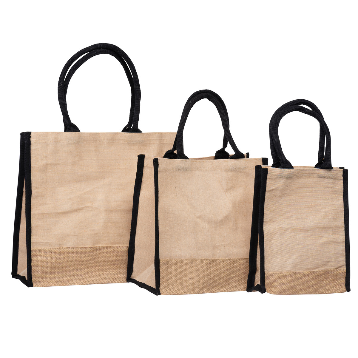 Image of Jute Totes with Black Trim Image of Jute Totes with Black Trim