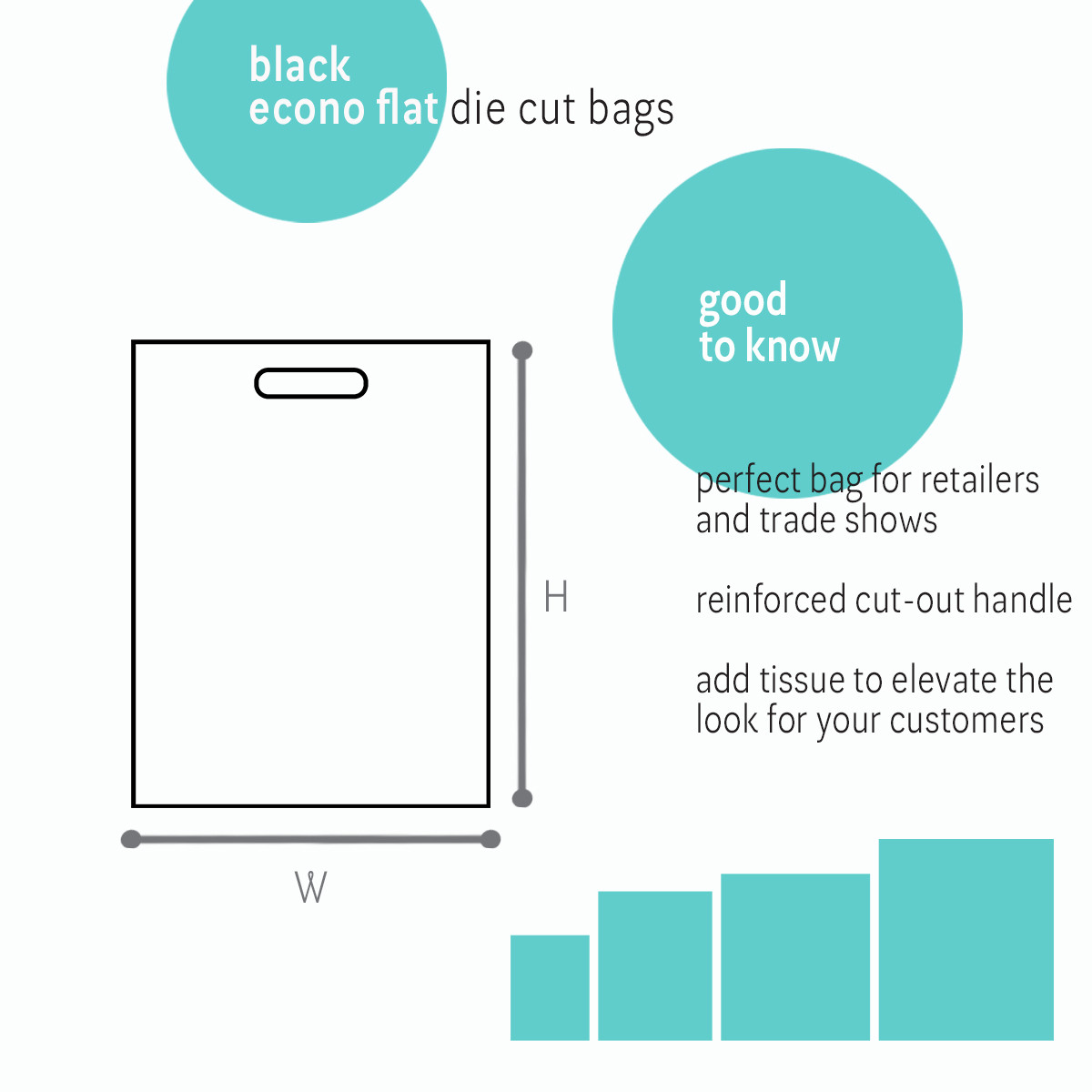 Image of Black Econo Flat Die Cut Bags