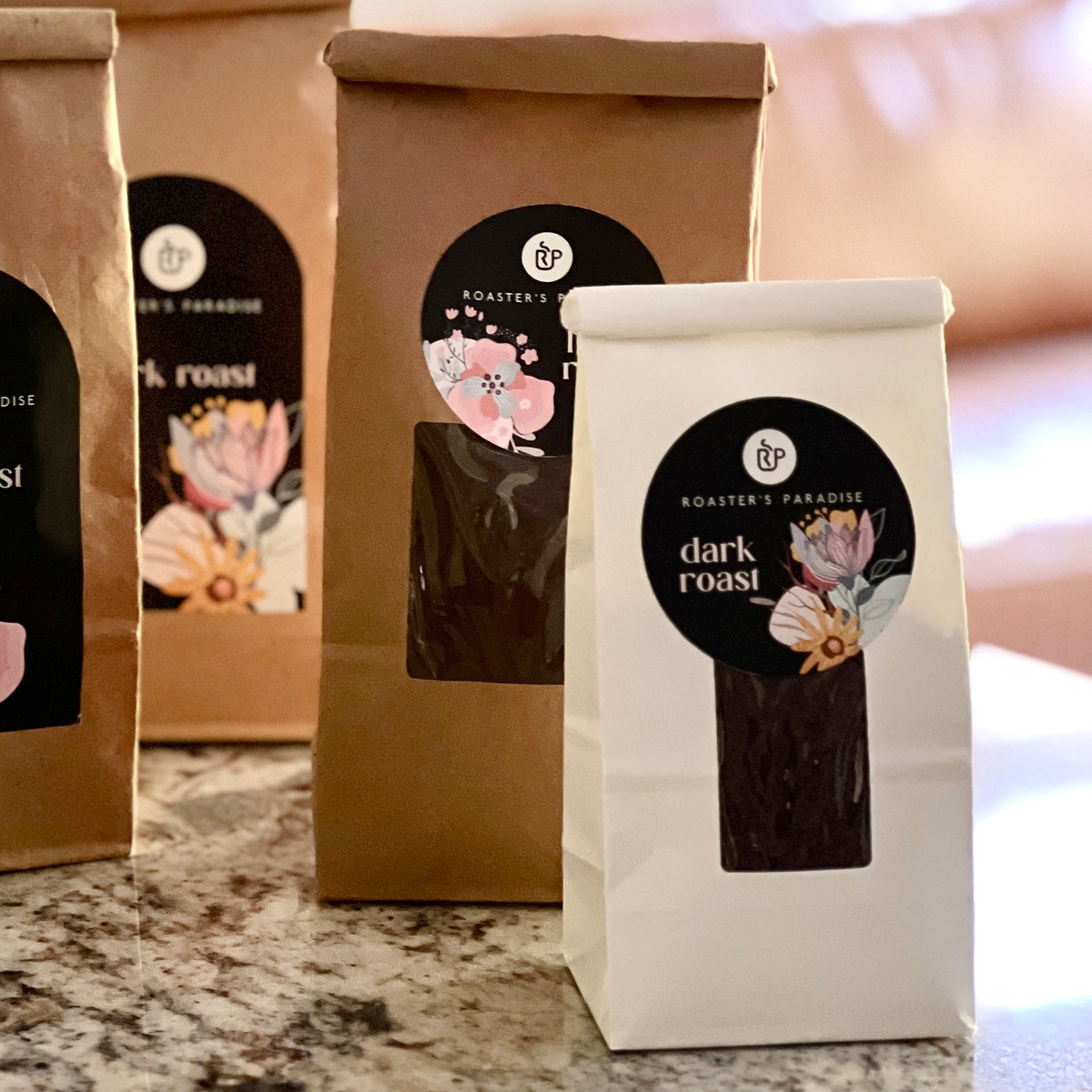 Image of White Coffee Bags with Windows & Tin Ties