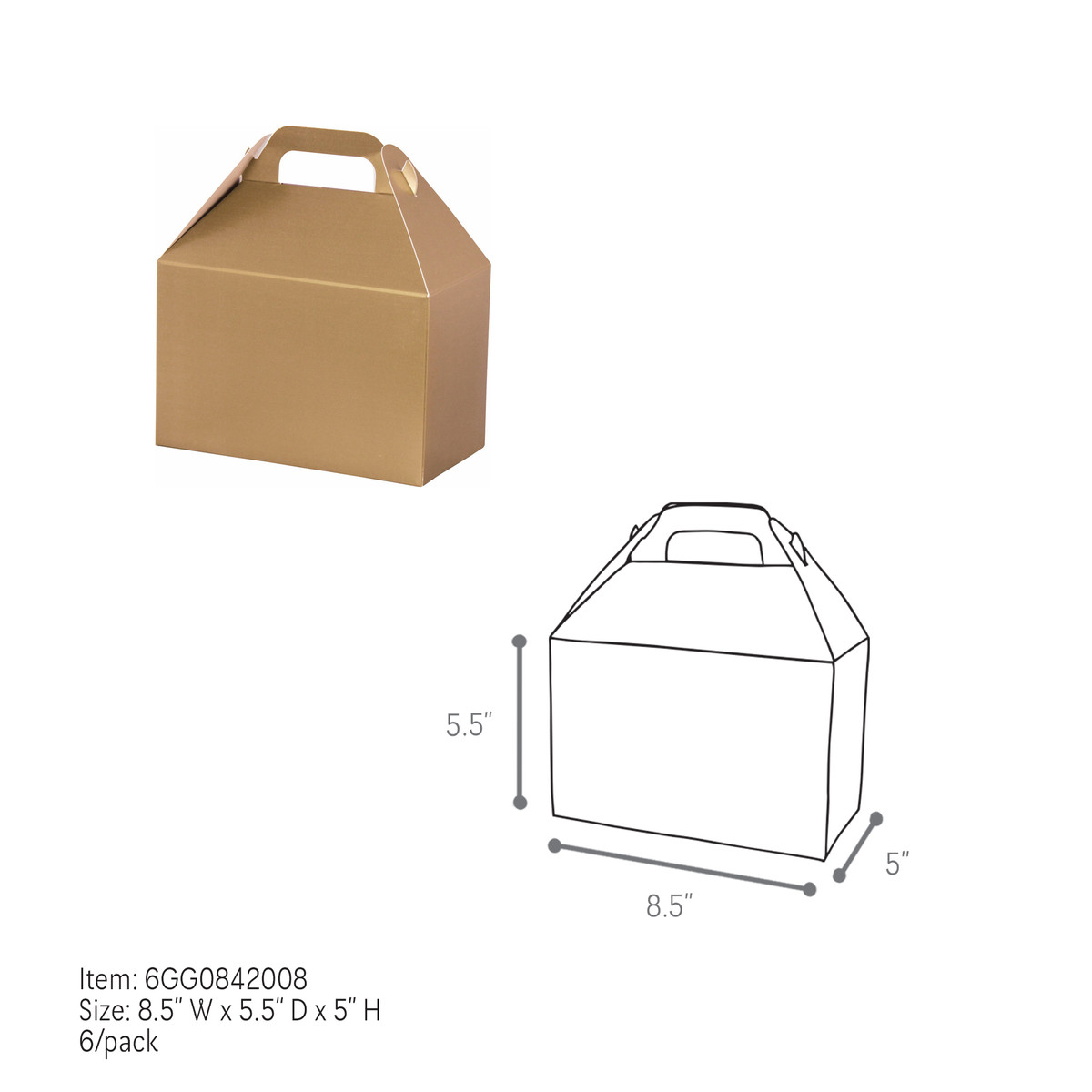 8.5 x 5 x 5.5in.