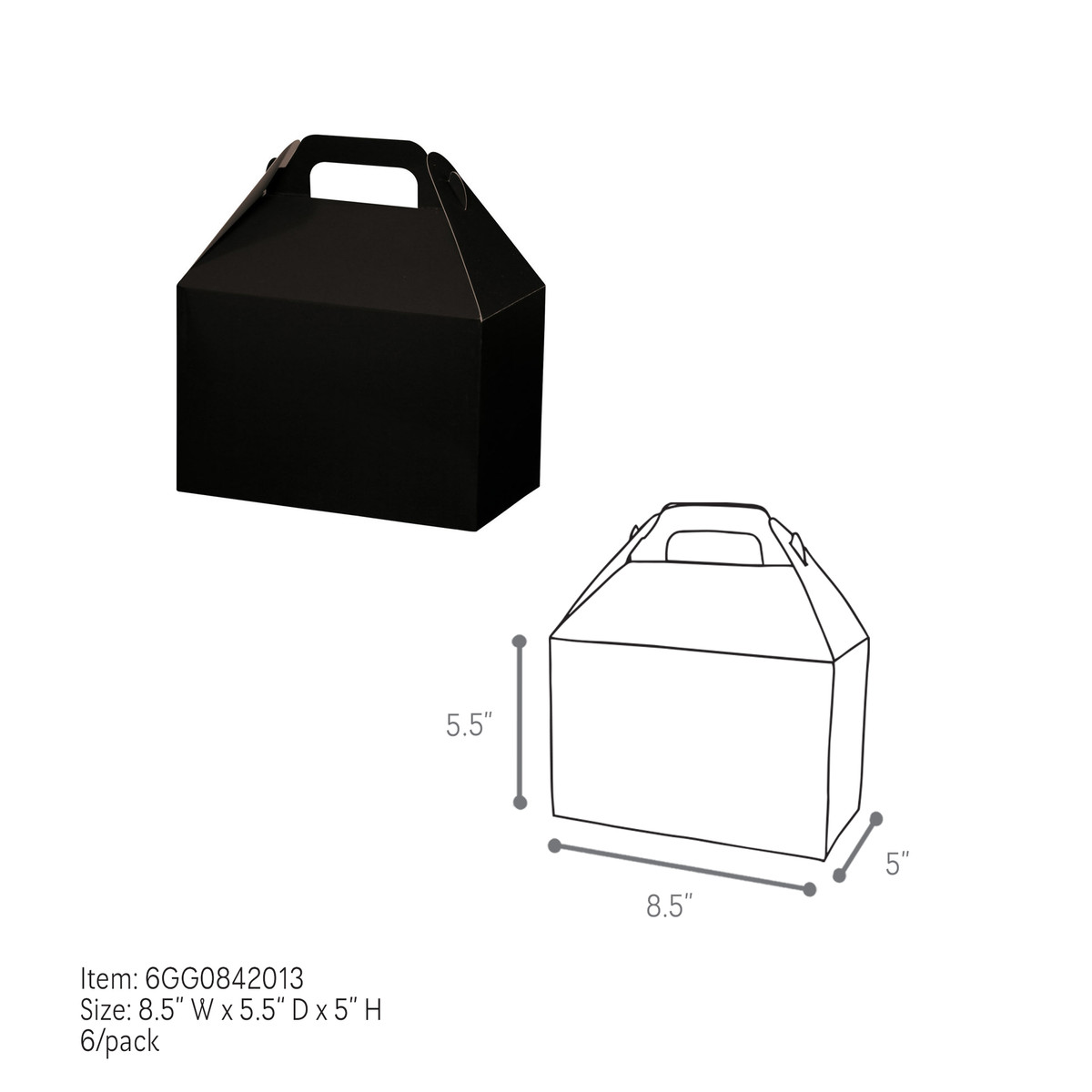 8.5 x 5 x 5.5in.