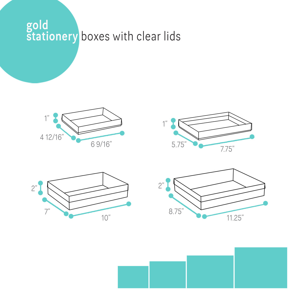 Image of Gold Stationery Boxes with Clear Lids