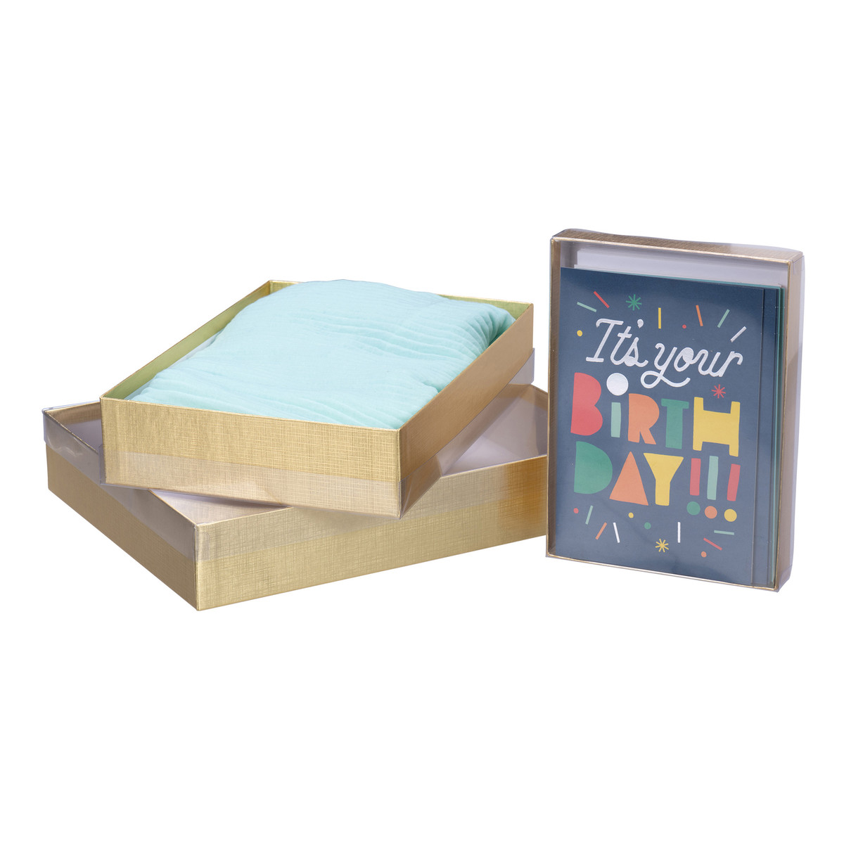 Image of Gold Stationery Boxes with Clear Lids