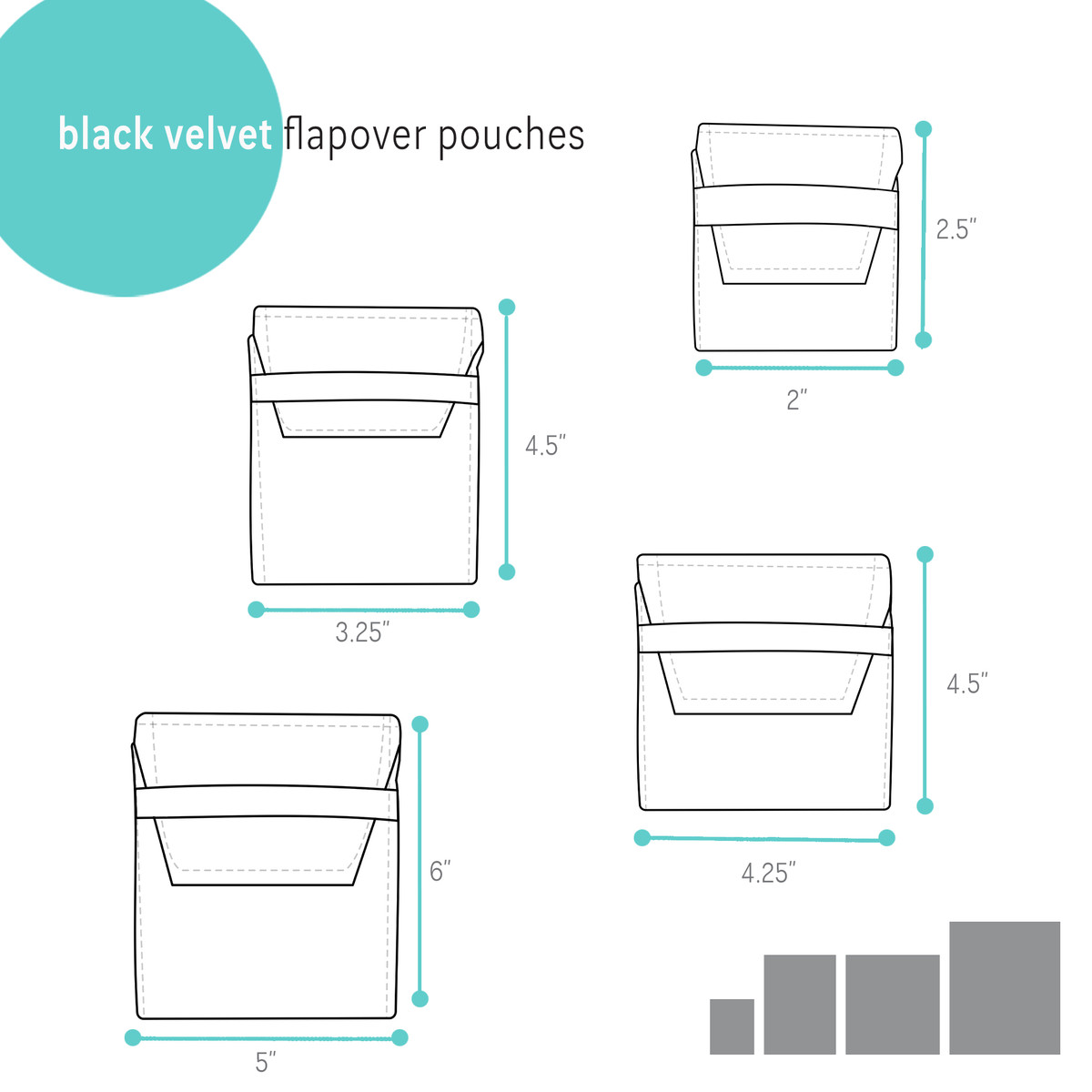 Image of Black Velveteen Flapover Pouches