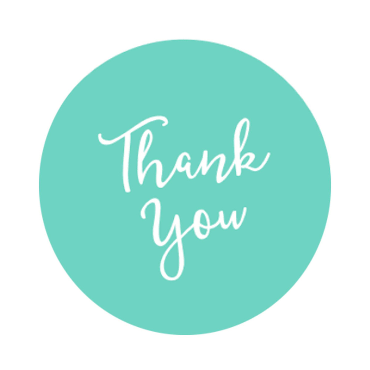 Image of Aqua Thank You Stickers