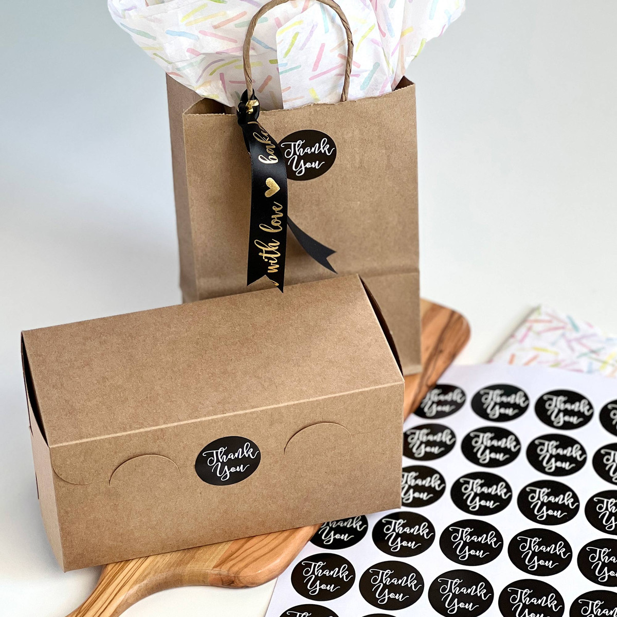 Image of Black Thank You Stickers