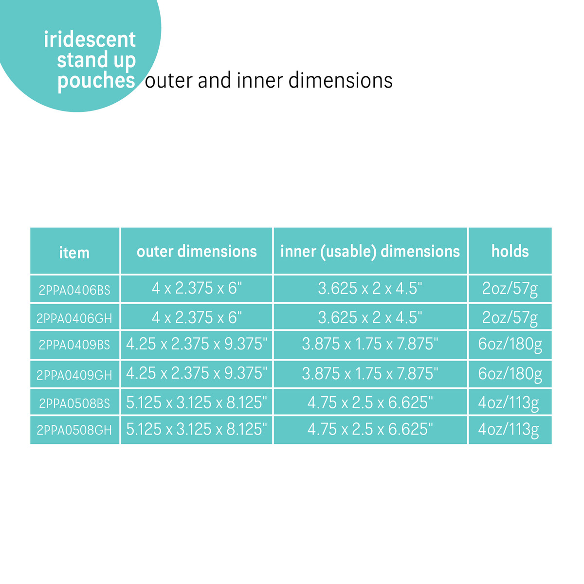 Image of Iridescent Stand Up Pouches