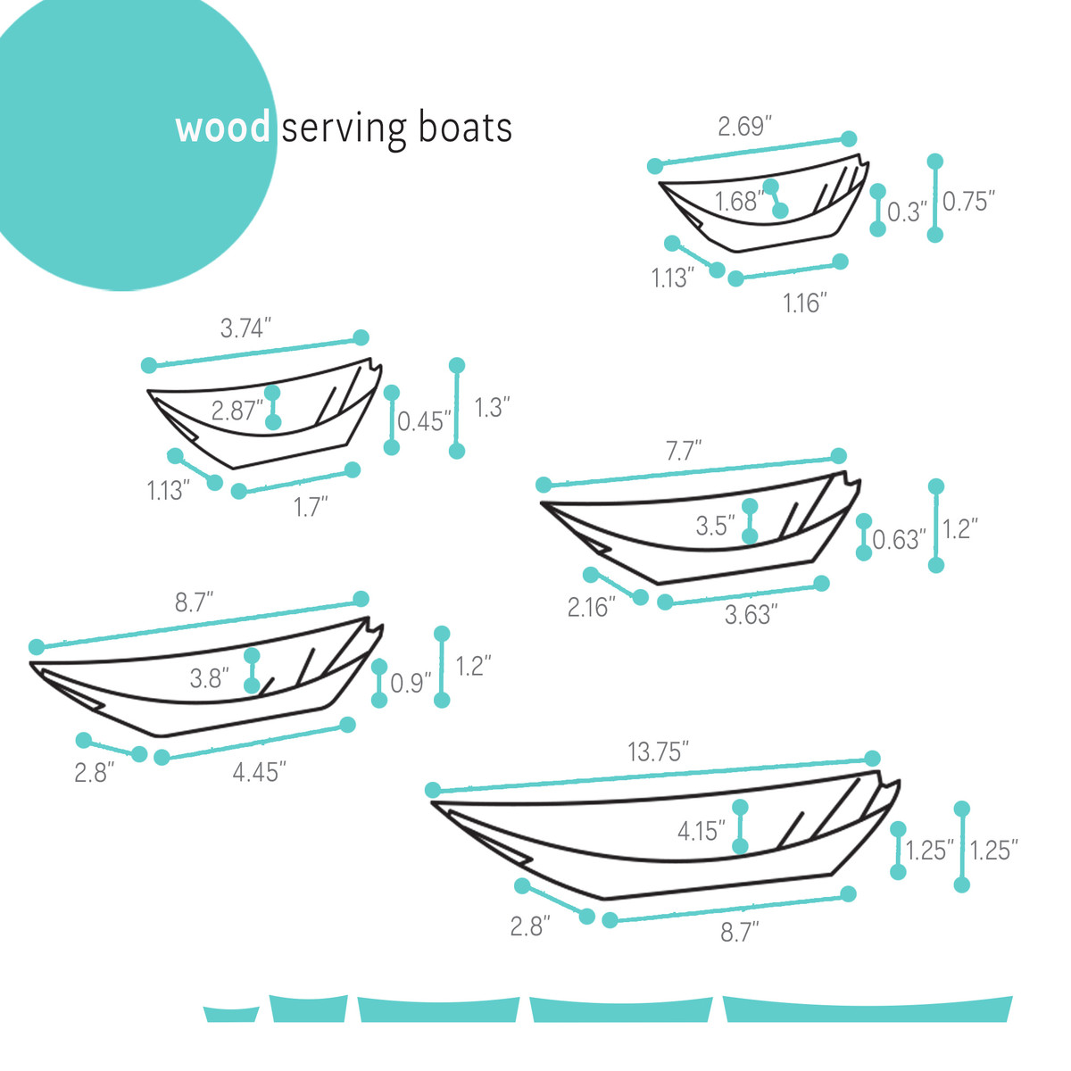 Image of Wood Serving Boats