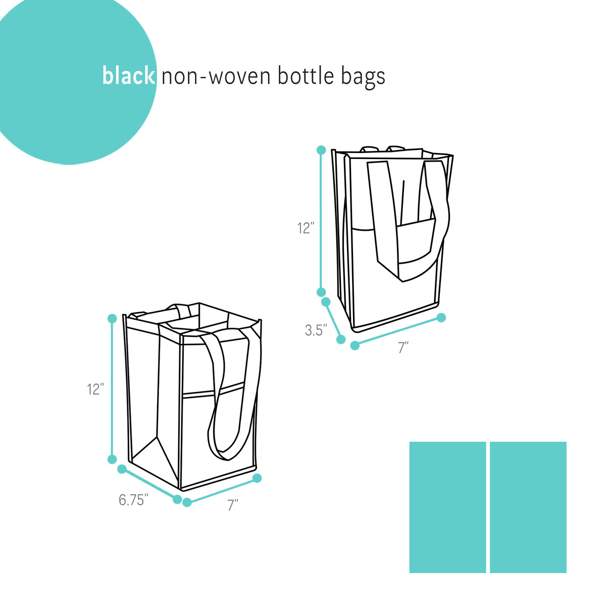 Image of Black Non Woven Bottle Bags