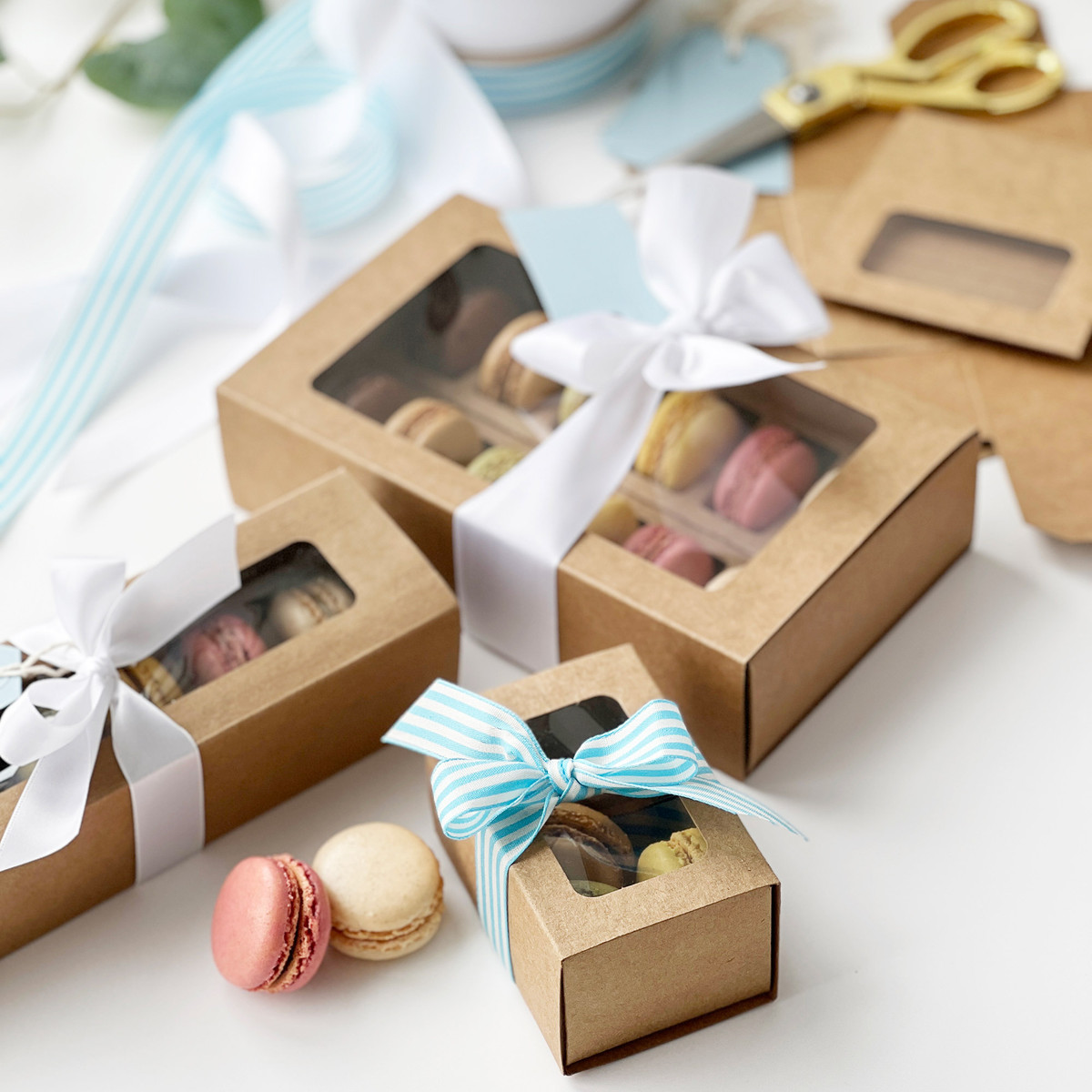 Image of Kraft Window Macaron Boxes