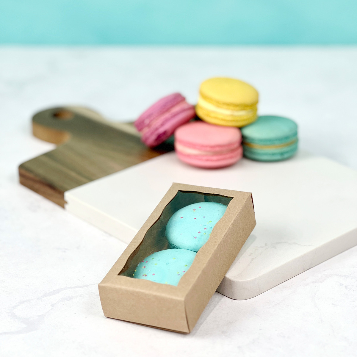 Image of Kraft Window Macaron Boxes