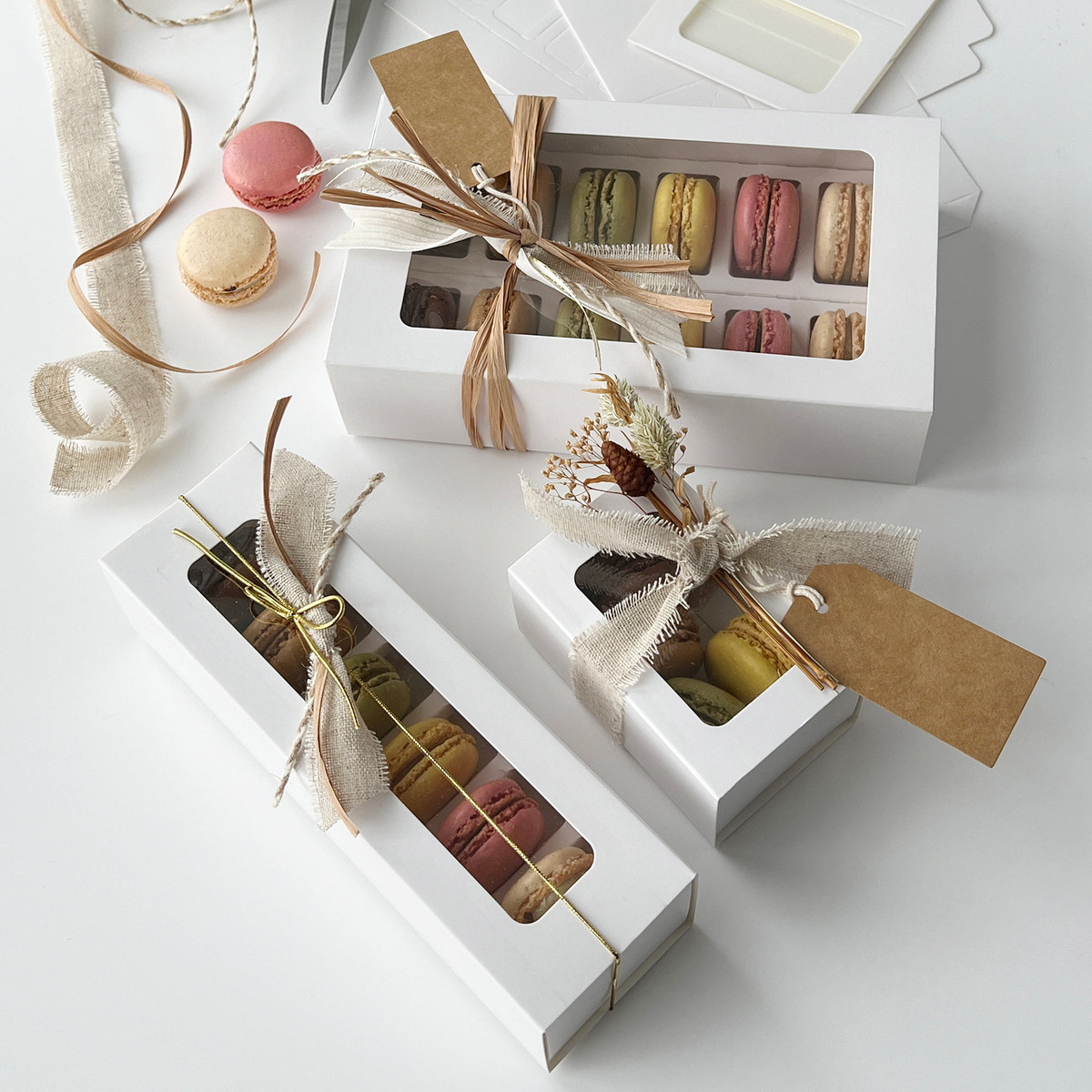 Image of White Window Macaron Boxes