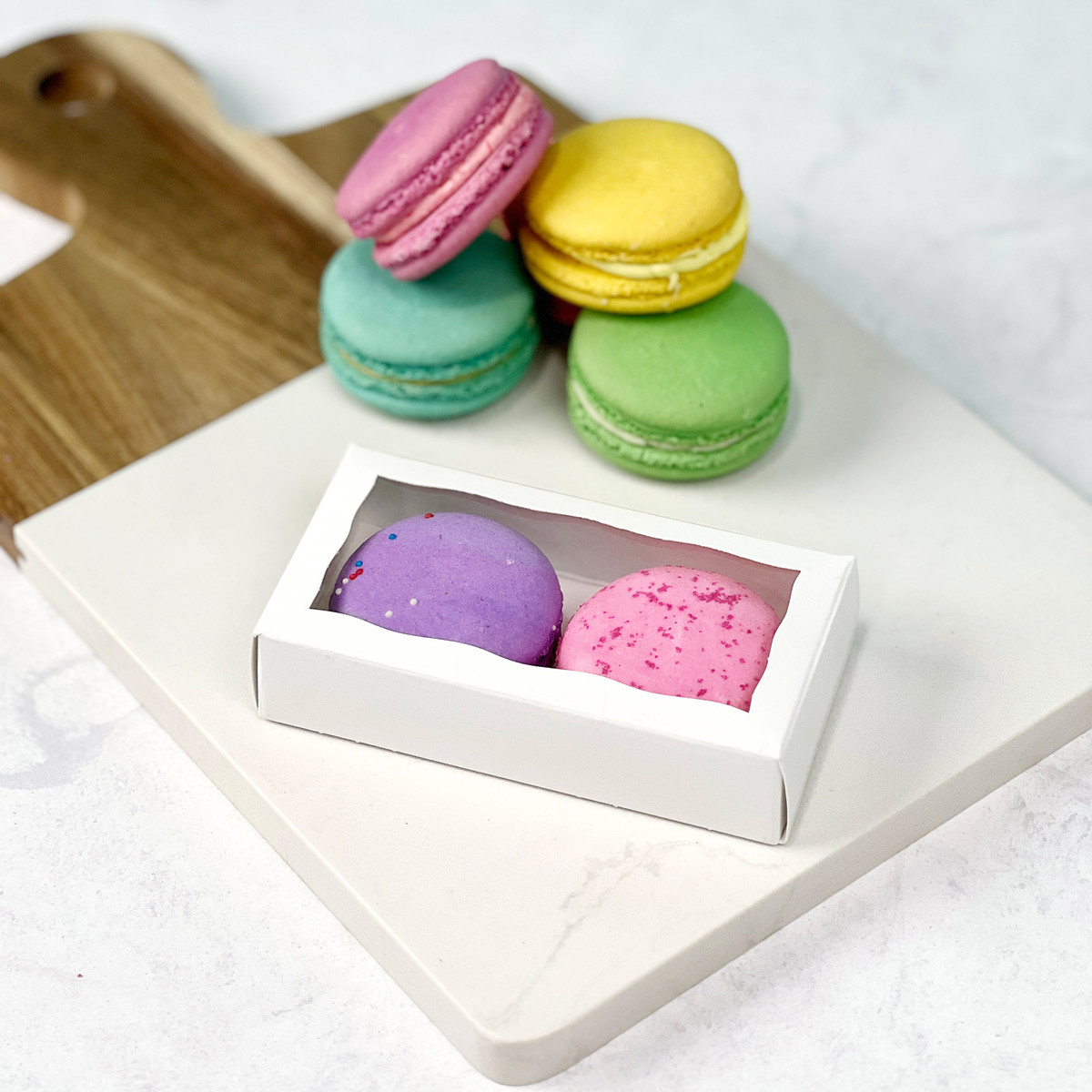 Image of White Window Macaron Boxes