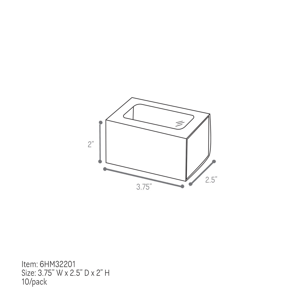 3.75 x 2.5 x 2in - Fits 3 macarons