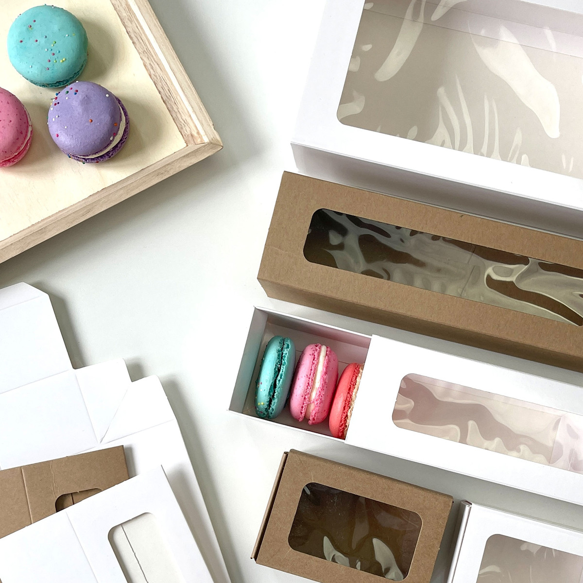 Image of White Window Macaron Boxes