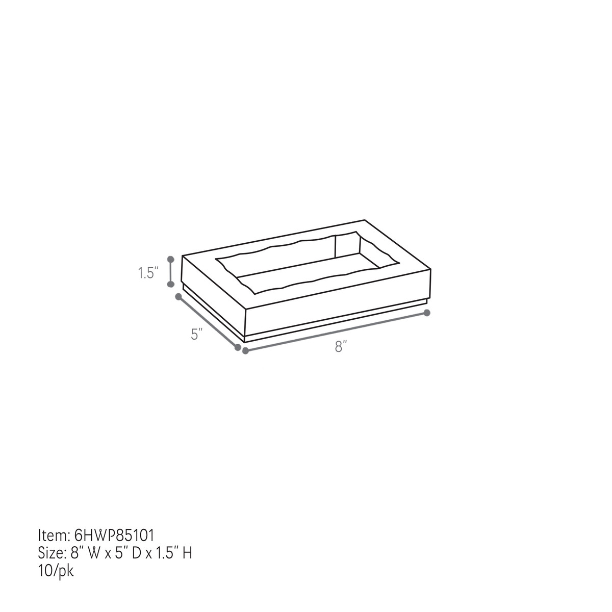8 x 5 x 1.5in. - 1pc