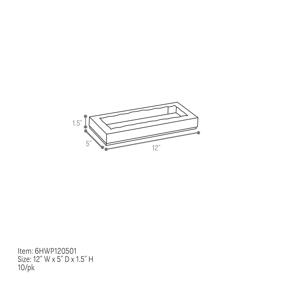 12 x 5 x 1.5in. - 1pc